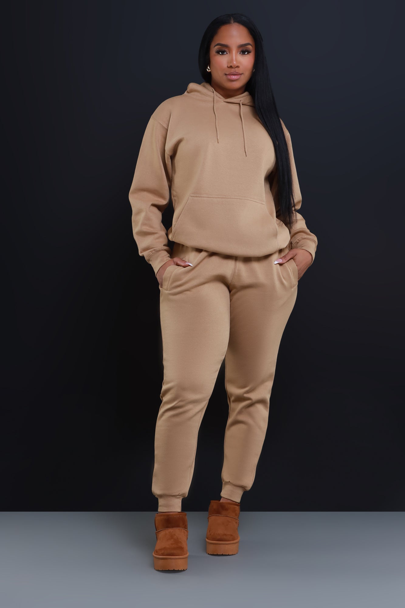 State Of Mind Hooded Jogger Set - Sand | Swank A Posh