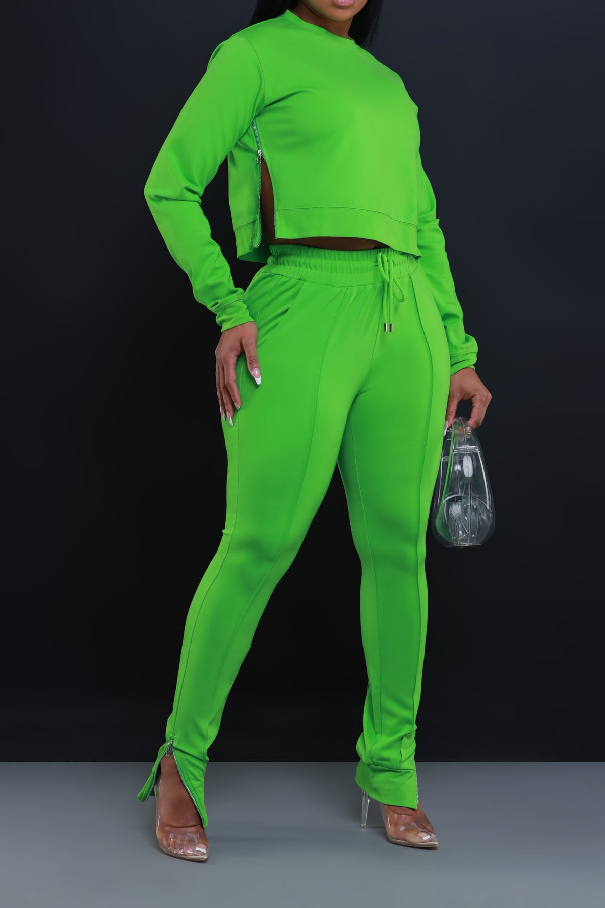 
              Like You Better Crewneck Pants Set - Lime Green - Swank A Posh
            