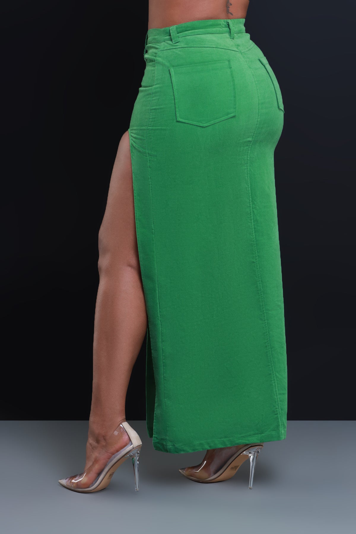 
              One More High Cut Maxi Skirt - Green - Swank A Posh
            