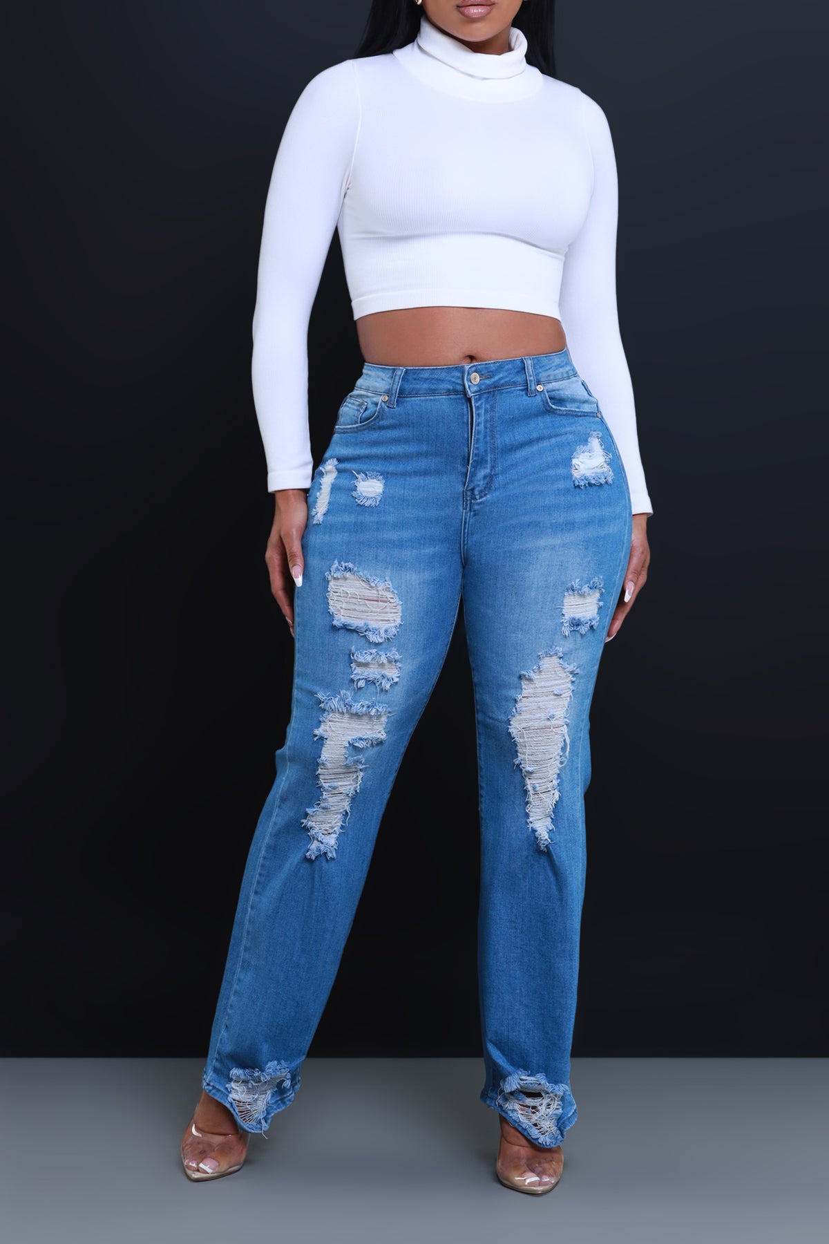 
              Beg For It Distressed Hourglass Straight Leg Jeans - Light Wash - Swank A Posh
            