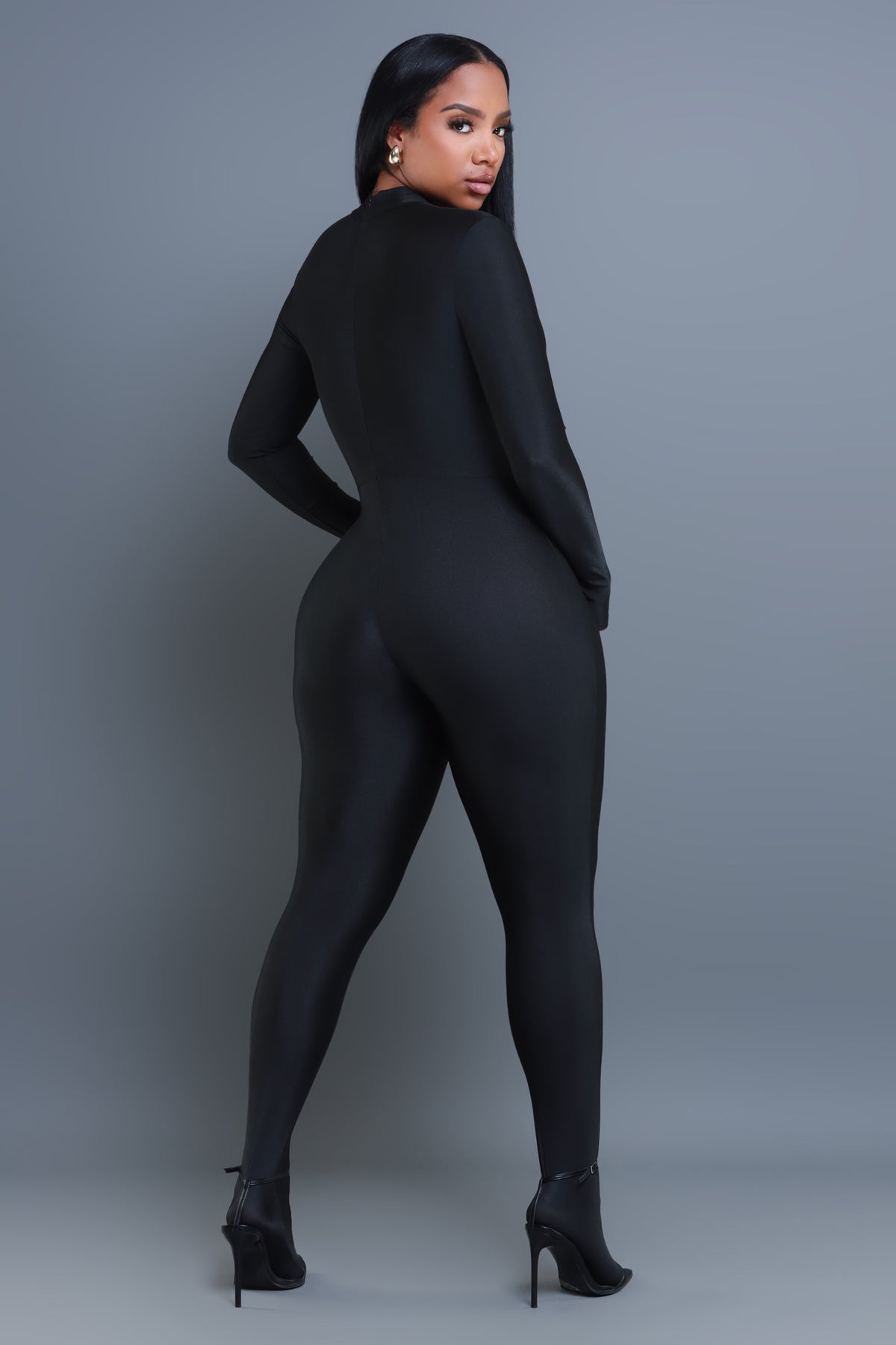 
              Bad Mood Mock Neck Full Body Jumpsuit - Black - Swank A Posh
            