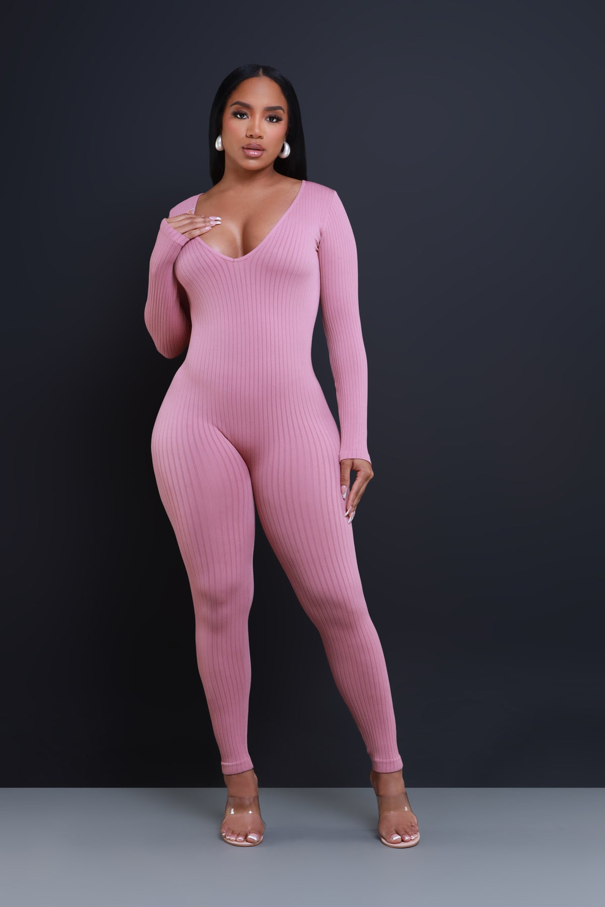 
              Keep Your Promise Ribbed Seamless Jumpsuit - Mauve - Swank A Posh
            