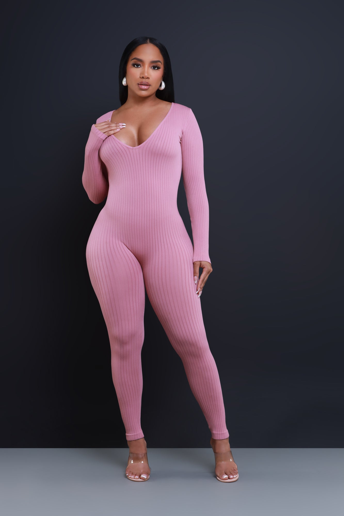 Solid Ribbed Seamless Jumpsuit