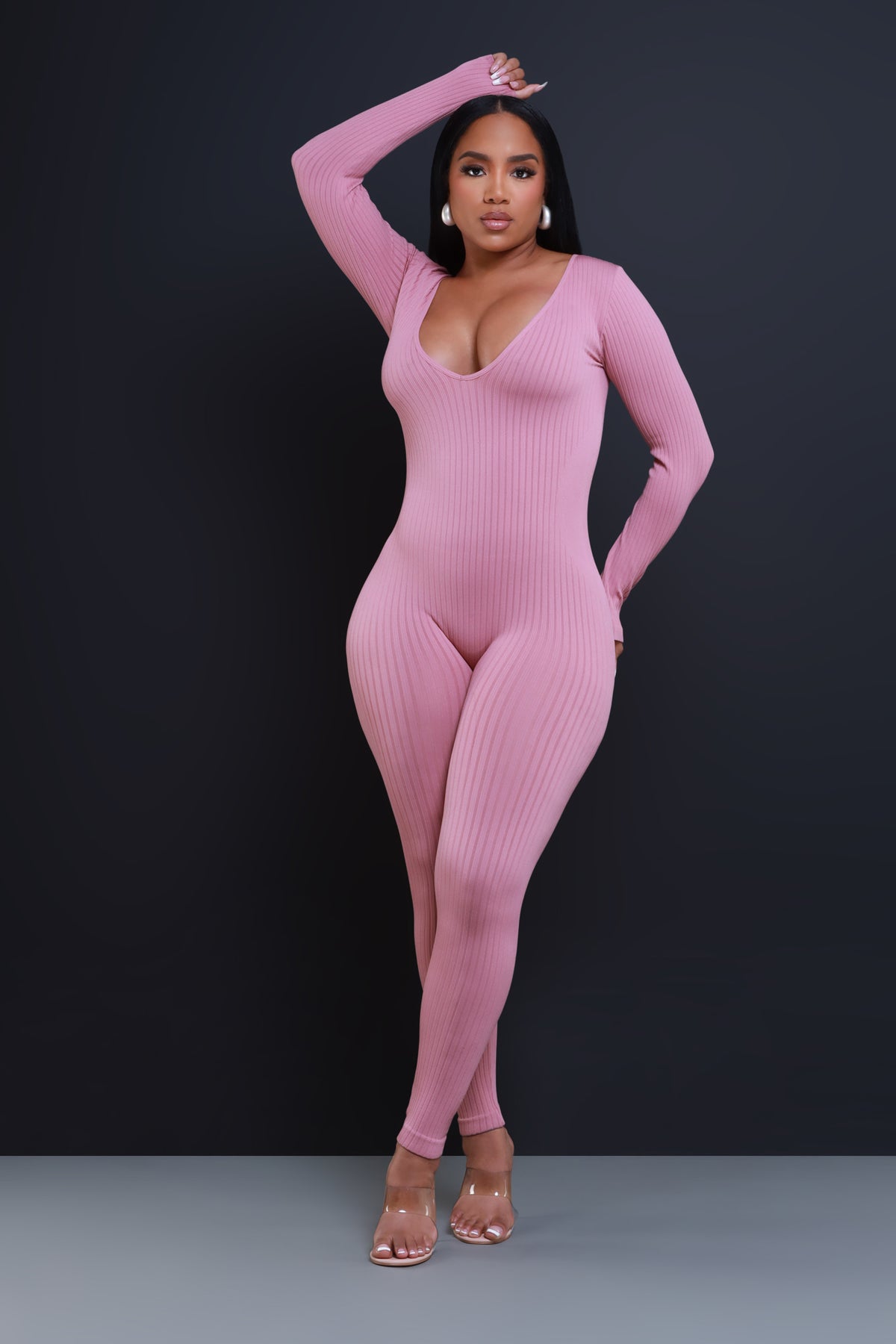 
              Keep Your Promise Ribbed Seamless Jumpsuit - Mauve - Swank A Posh
            