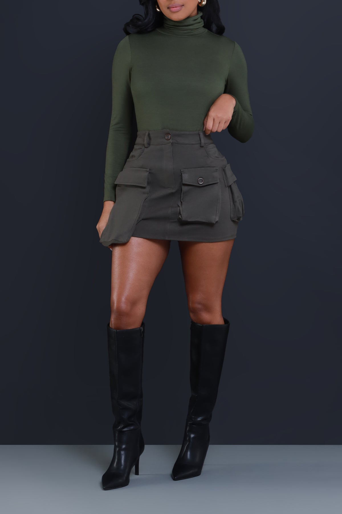 
              VIP Cargo Mini Skirt - Olive - Swank A Posh
            