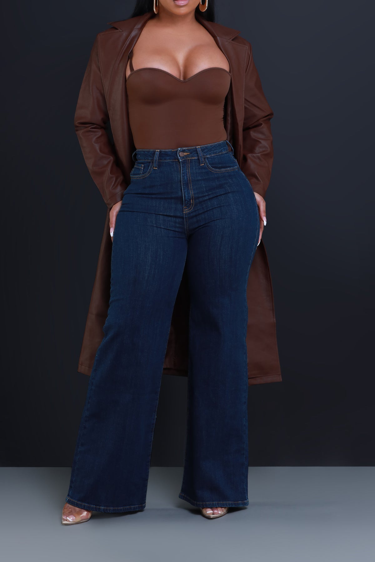 
              Let&#39;s Meet High Rise Wide Flare Jeans - Dark Wash - Swank A Posh
            