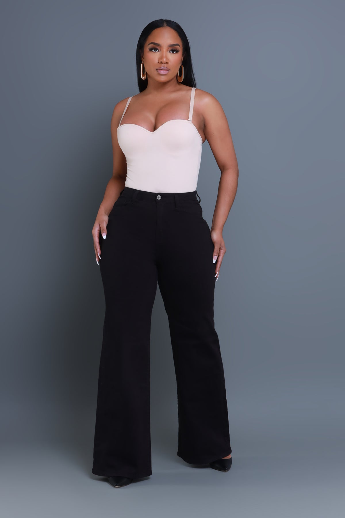 
              Let&#39;s Meet High Rise Wide Flare Jeans - Black - Swank A Posh
            