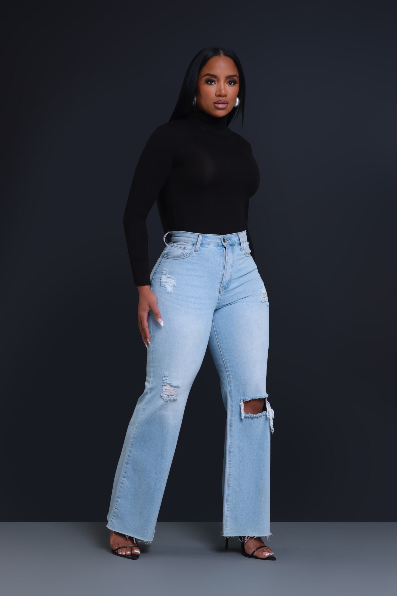 RWD RAW 400 High Rise Jeans - Light Wash Distressed Straight Leg - Swank A Posh
