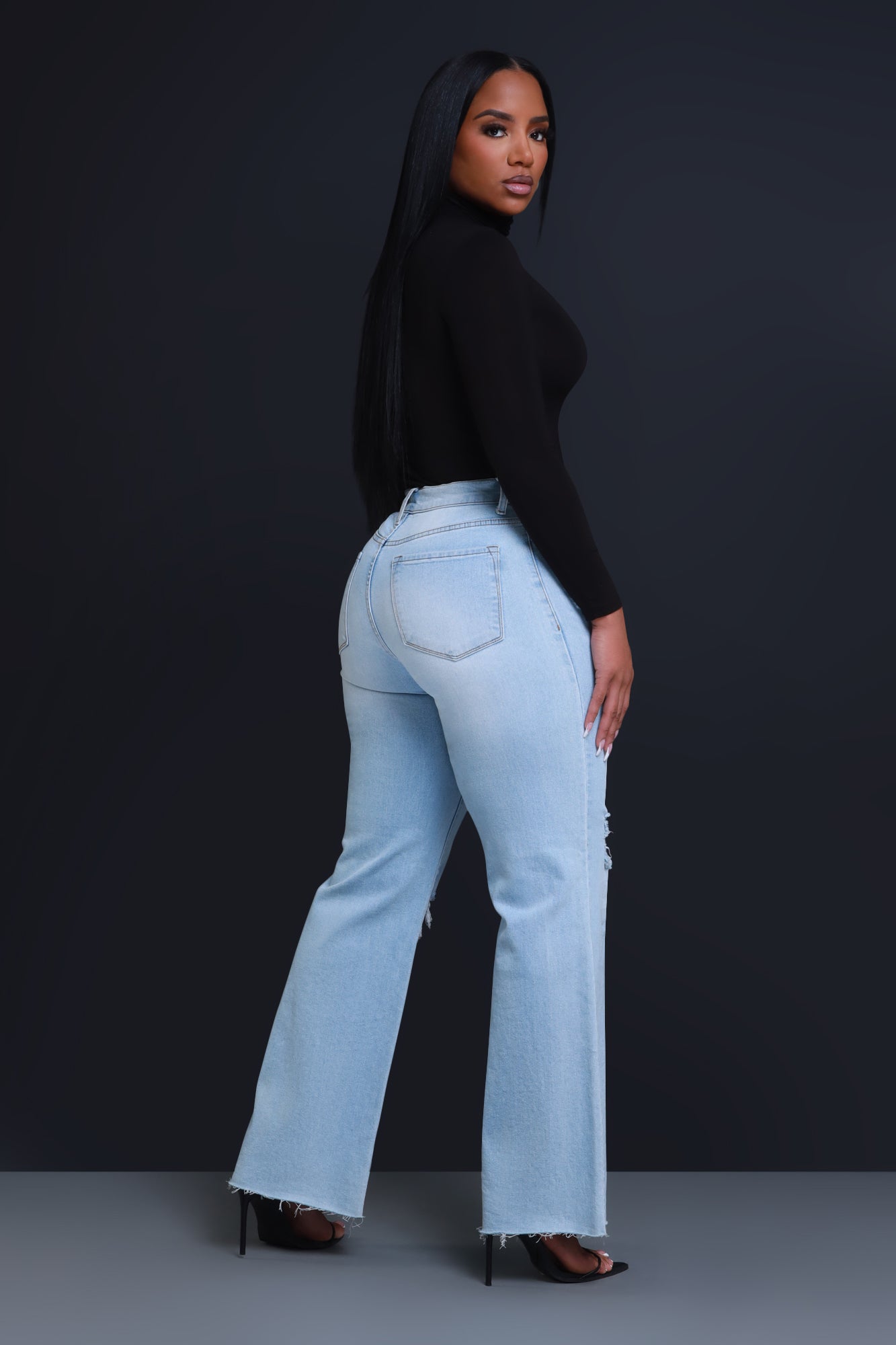 RWD RAW 400 High Rise Jeans - Light Wash Distressed Straight Leg - Swank A Posh