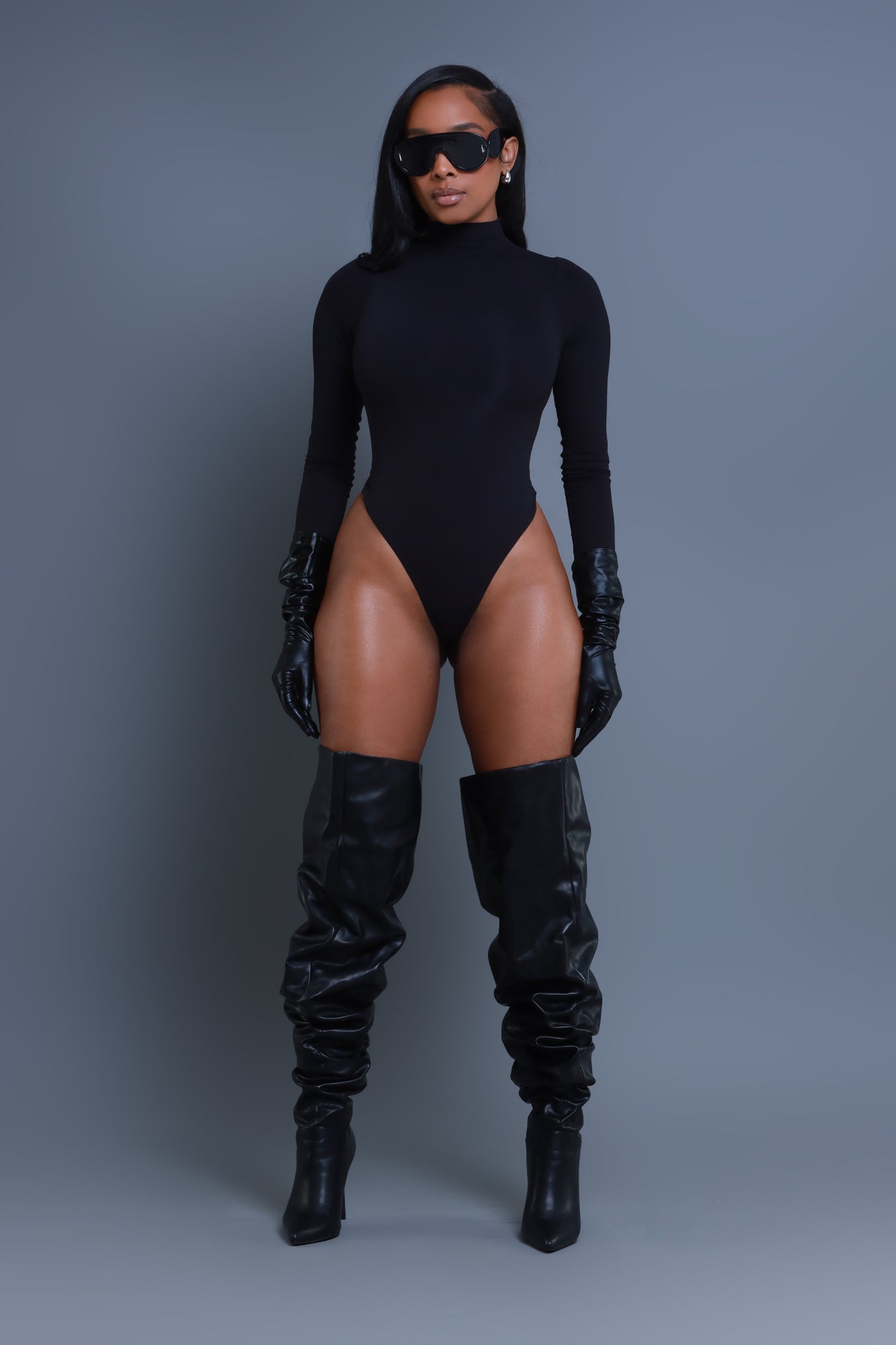 Fit Right Mock Neck Bodysuit - Black No.231 NKDS - Swank A Posh