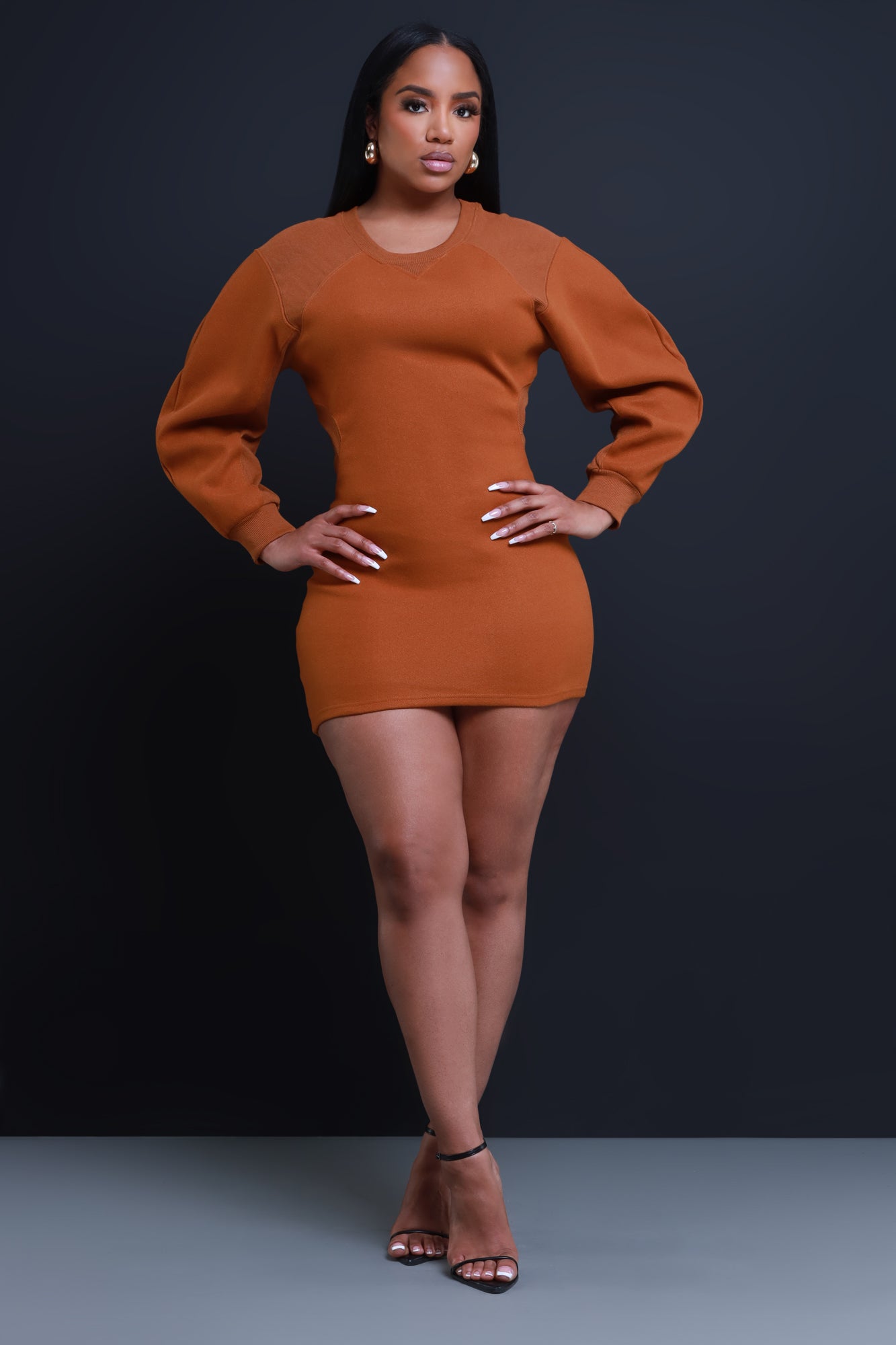Not Falling Open Back Mini Dress - Brown Sugar - Swank A Posh