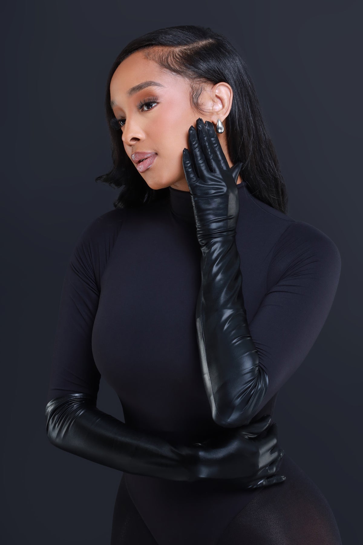 
              Touch Me Faux Leather Long Gloves - Black - Swank A Posh
            