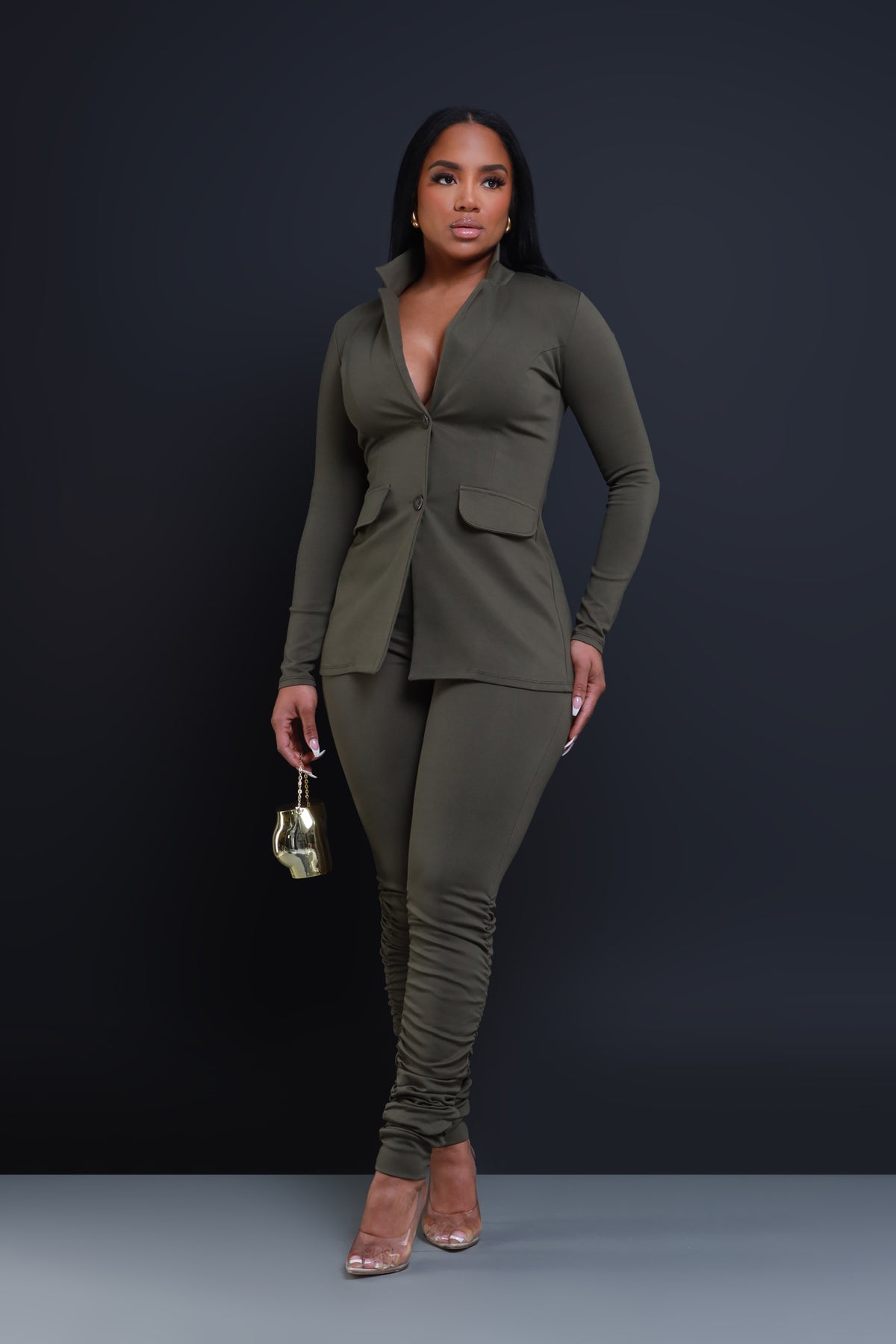 
              Now Or Never Ruched Leggings - Olive - Swank A Posh
            