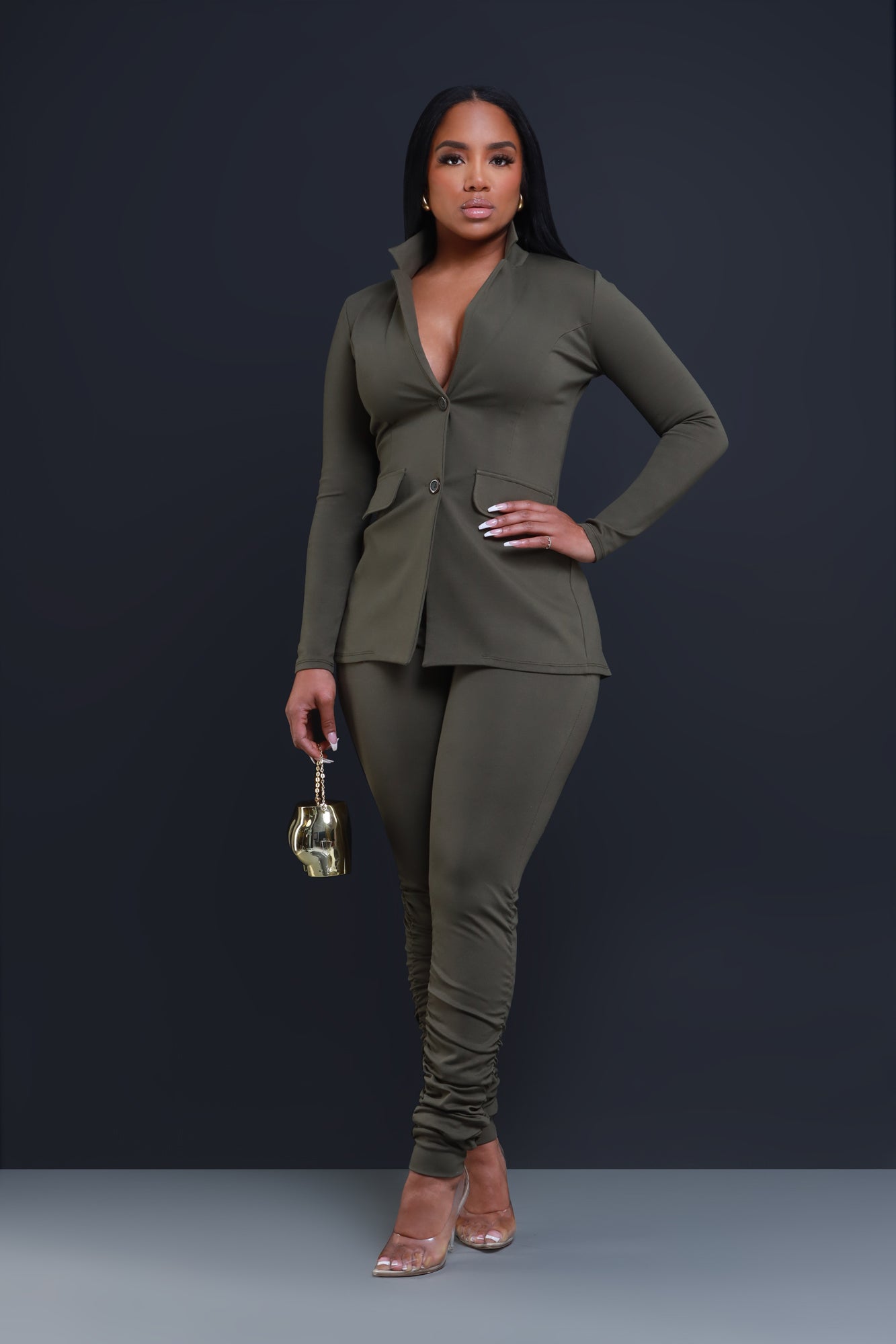 Boss Mood Button Up Blazer - Olive - Swank A Posh