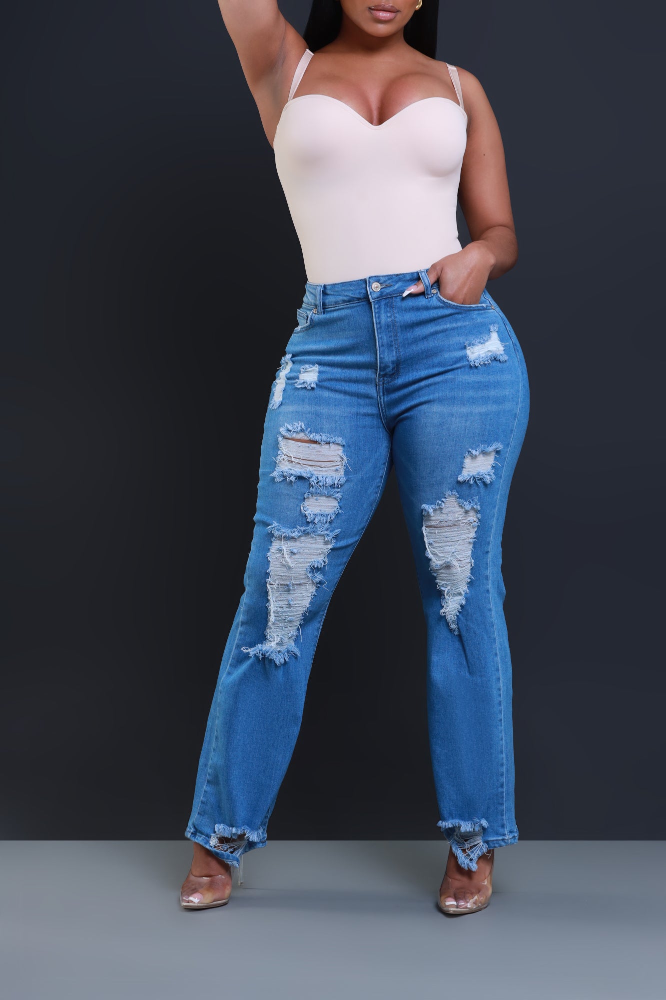 Beg For It Distressed Straight Leg Jeans - Light Wash - Swank A Posh