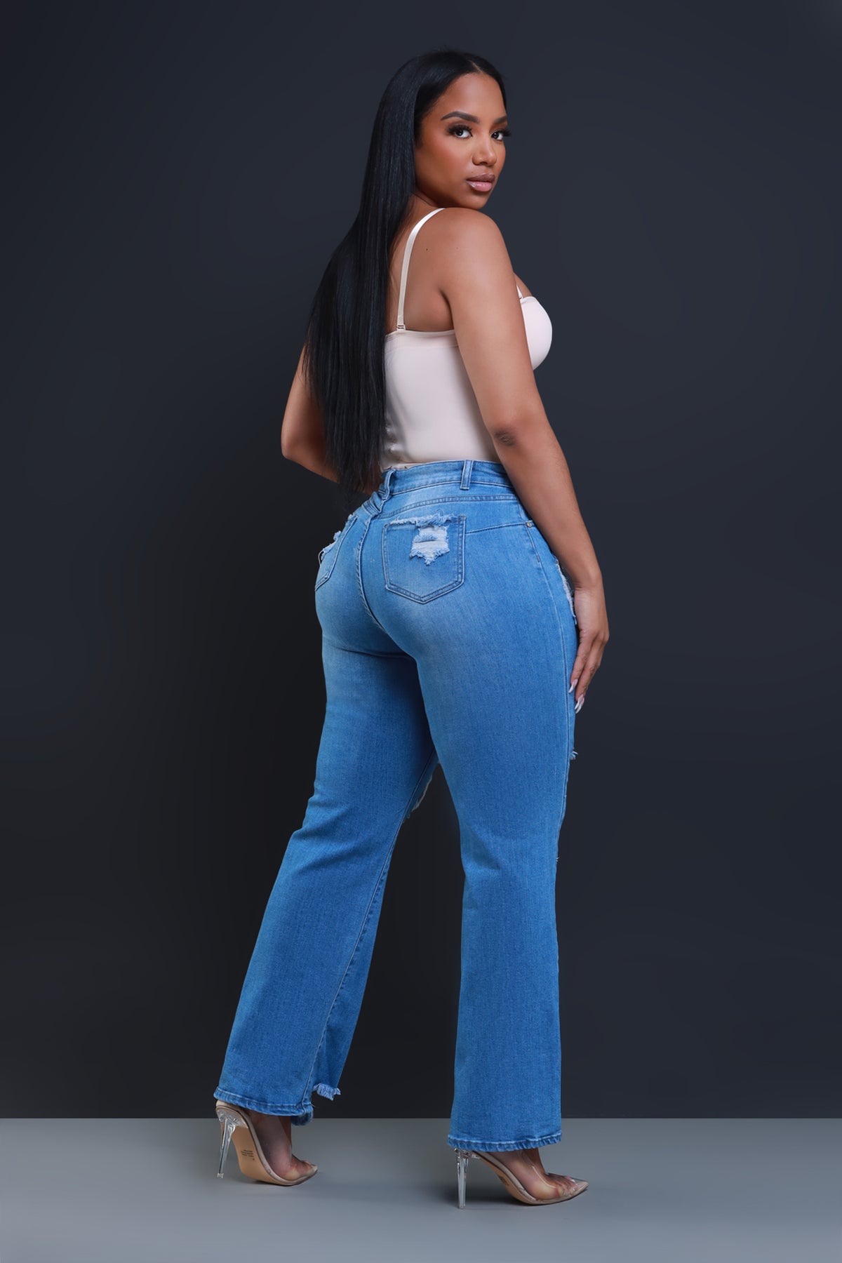 
              Beg For It Distressed Hourglass Straight Leg Jeans - Light Wash - Swank A Posh
            