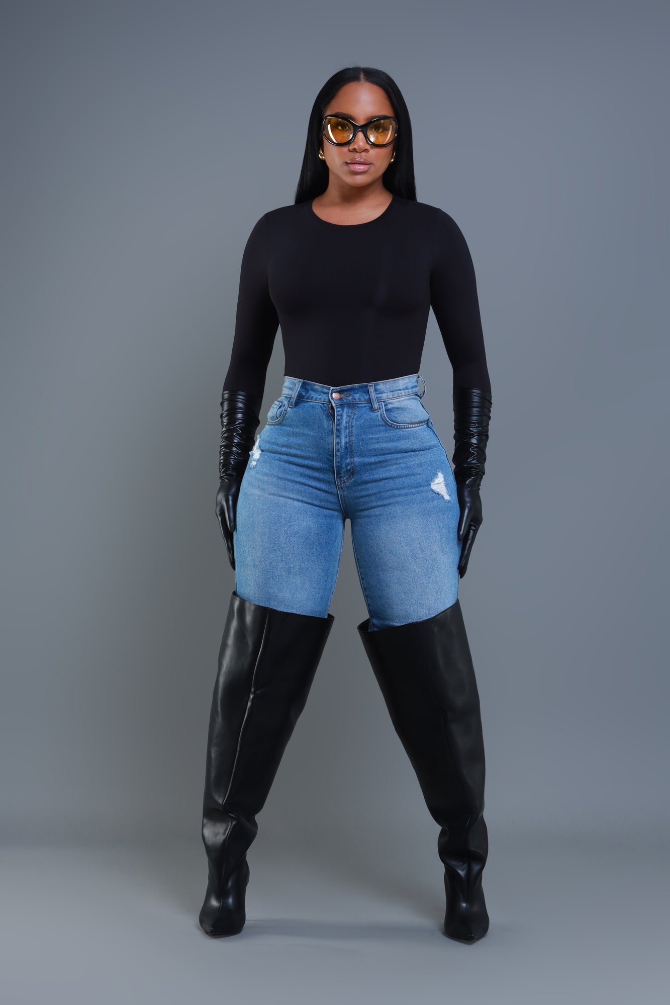 Good Form Crew Neck Bodysuit - Black No.291 NKDS - Swank A Posh