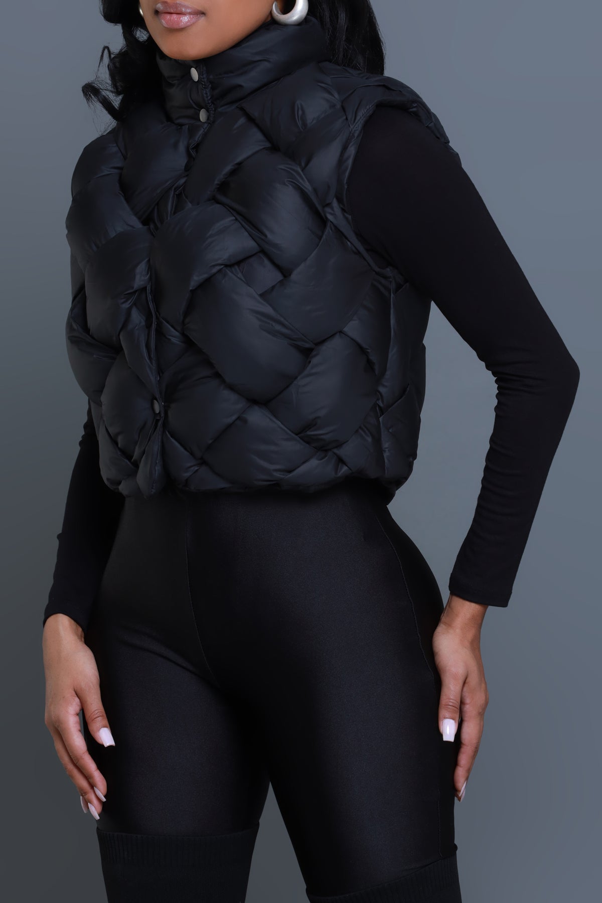 
              Safe Space Cropped Puffer Vest - Black - Swank A Posh
            