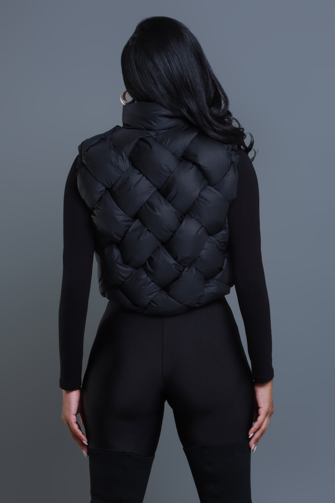 Safe Space Cropped Puffer Vest - Black