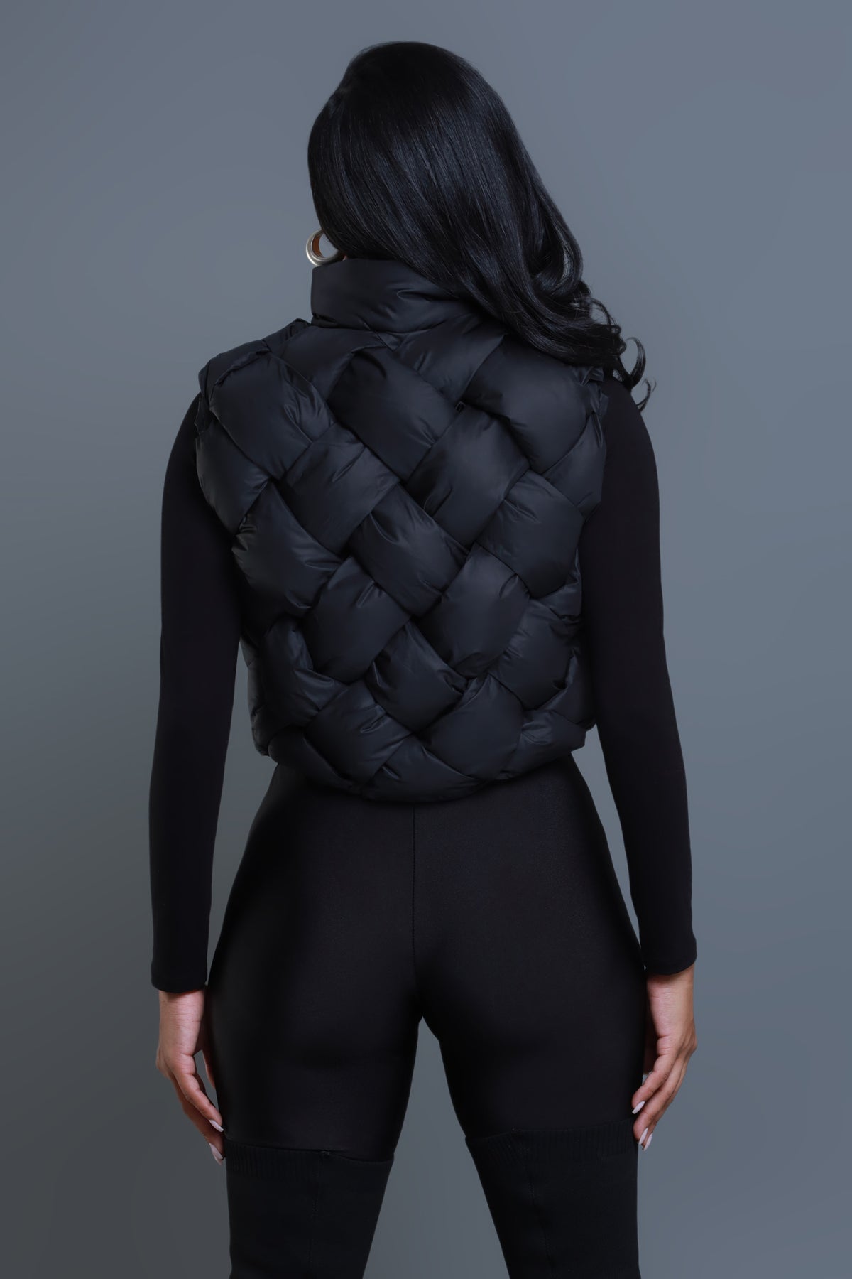 
              Safe Space Cropped Puffer Vest - Black - Swank A Posh
            