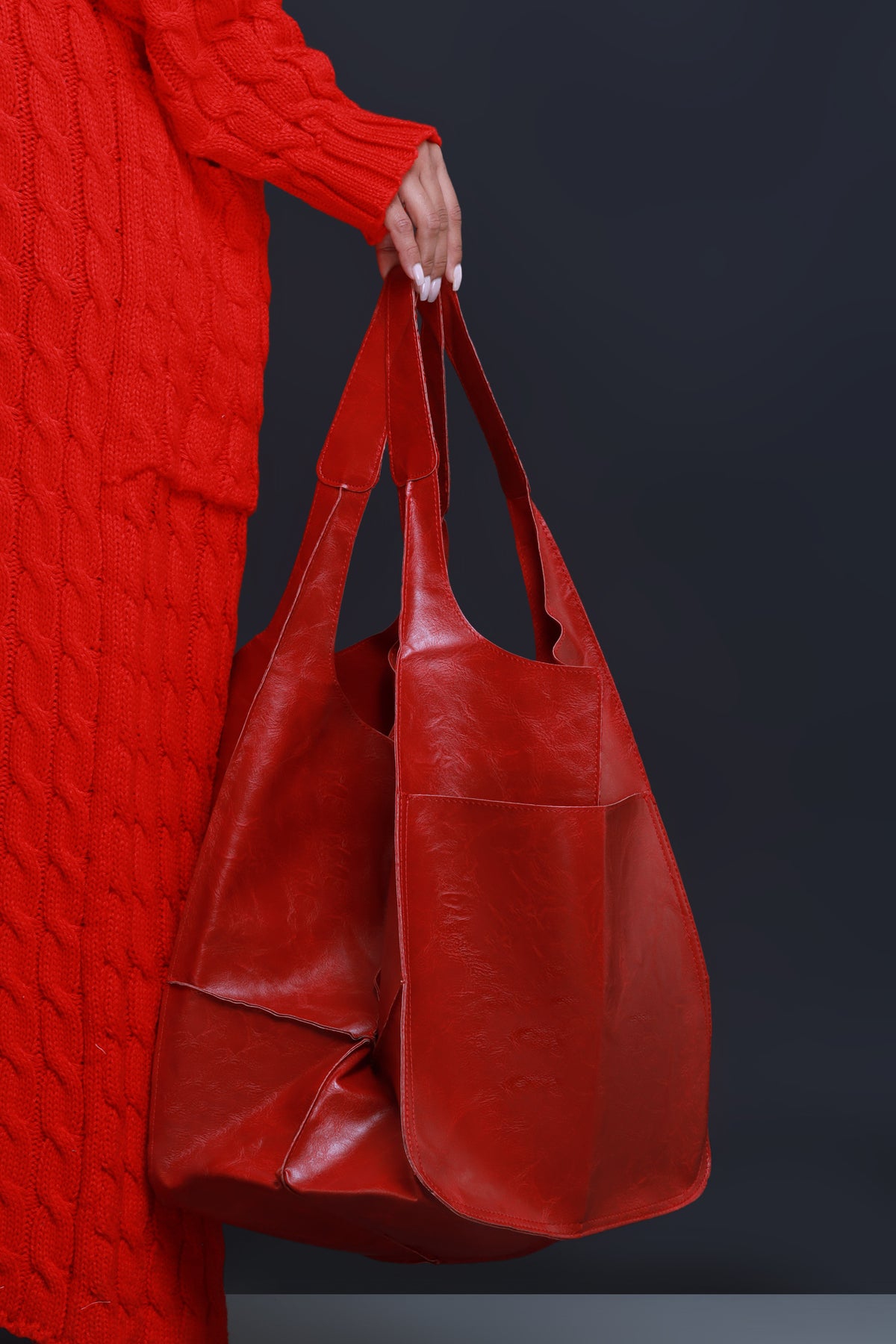 
              Plenty Of Time Faux Leather Tote Bag - Red - Swank A Posh
            