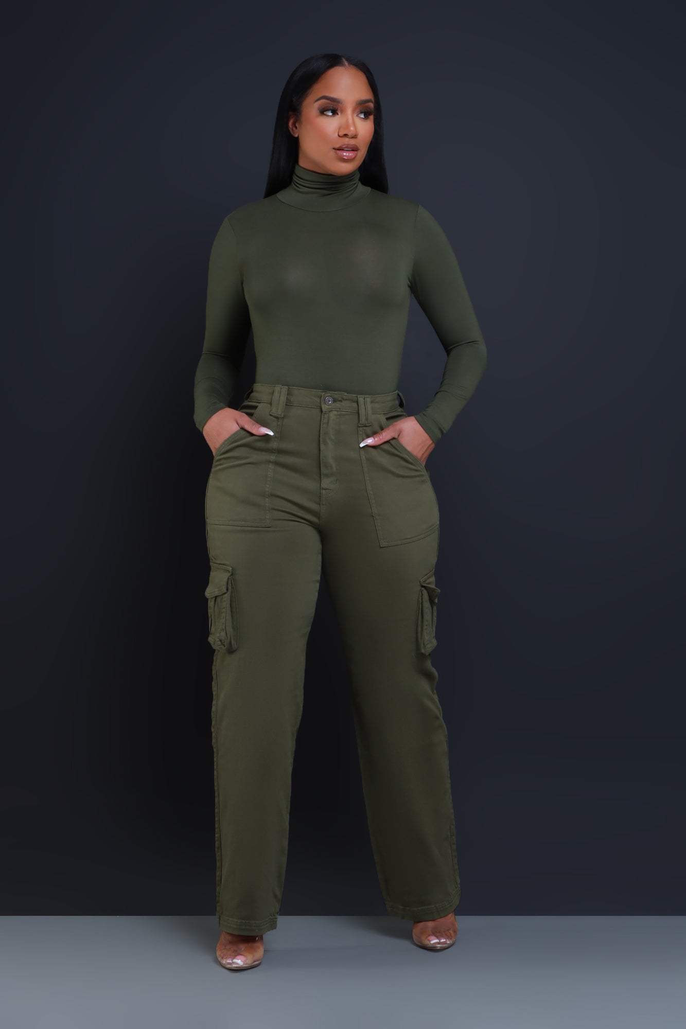 Add It Up High Rise Cargo Pants - Olive - Swank A Posh