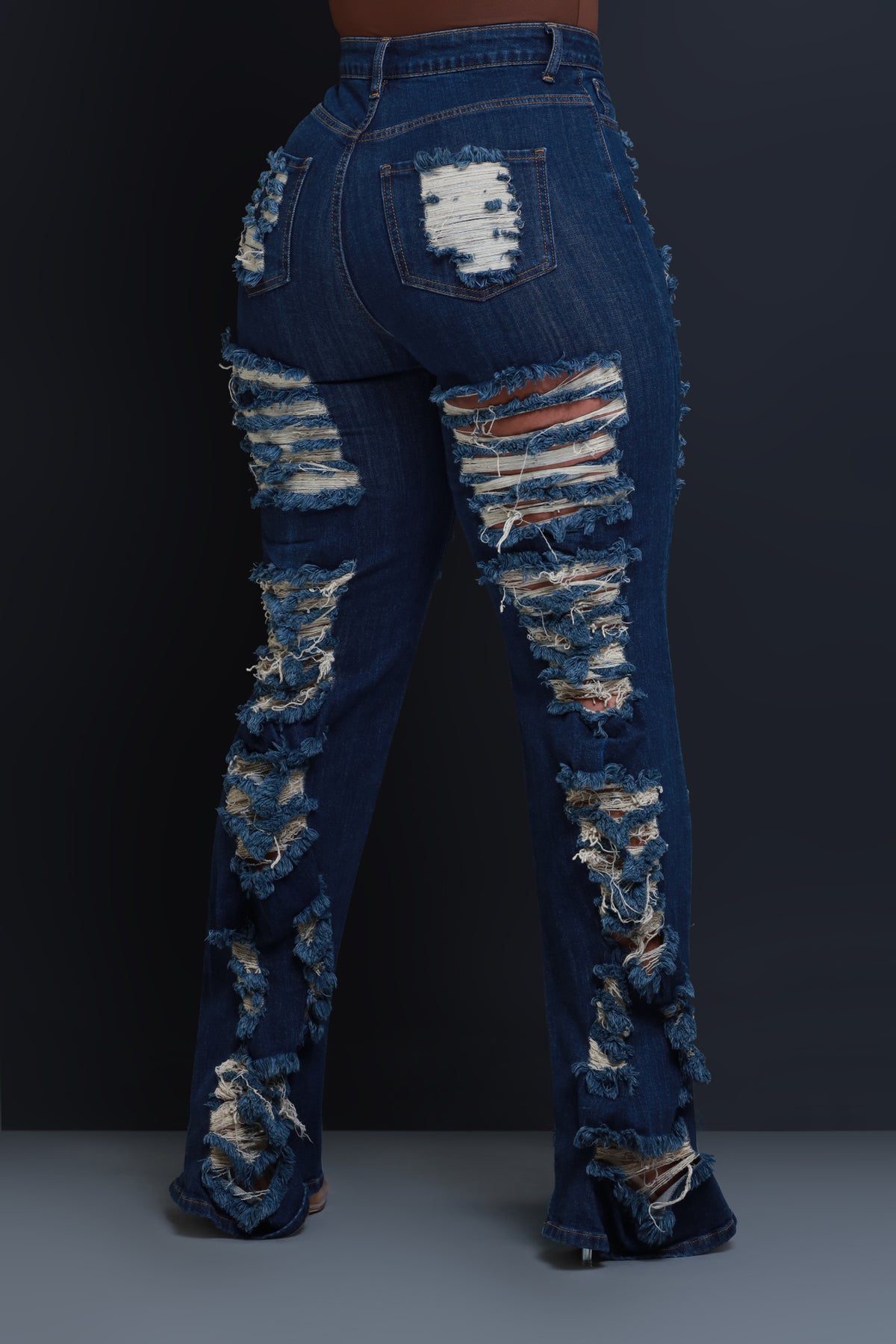 
              In Too Deep Ultra Distressed Bootcut Jeans - Dark Wash - Swank A Posh
            