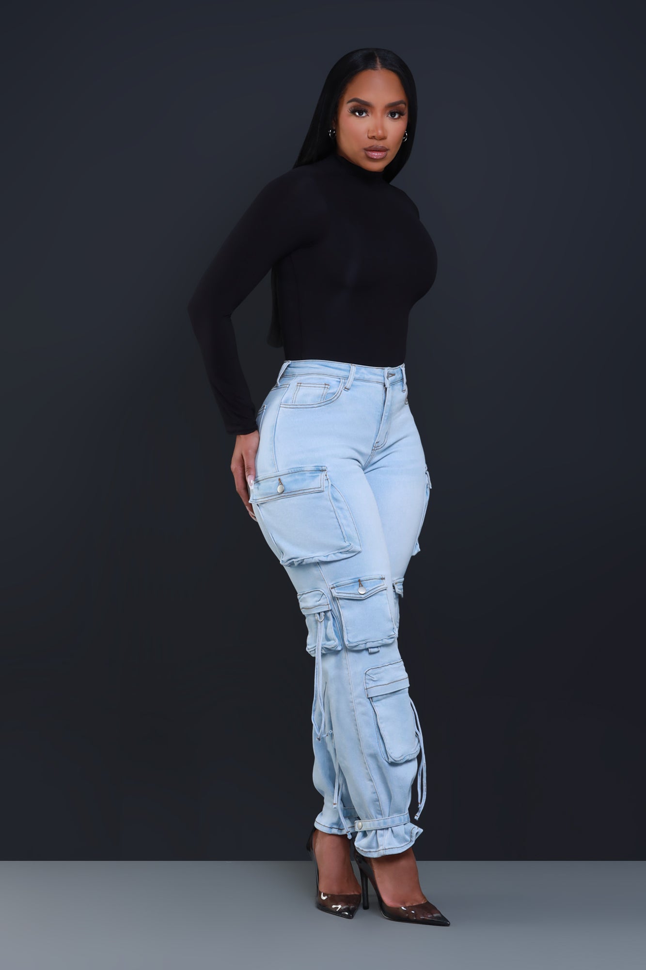 Right Back Denim Cargo Pants - Light Wash - Swank A Posh