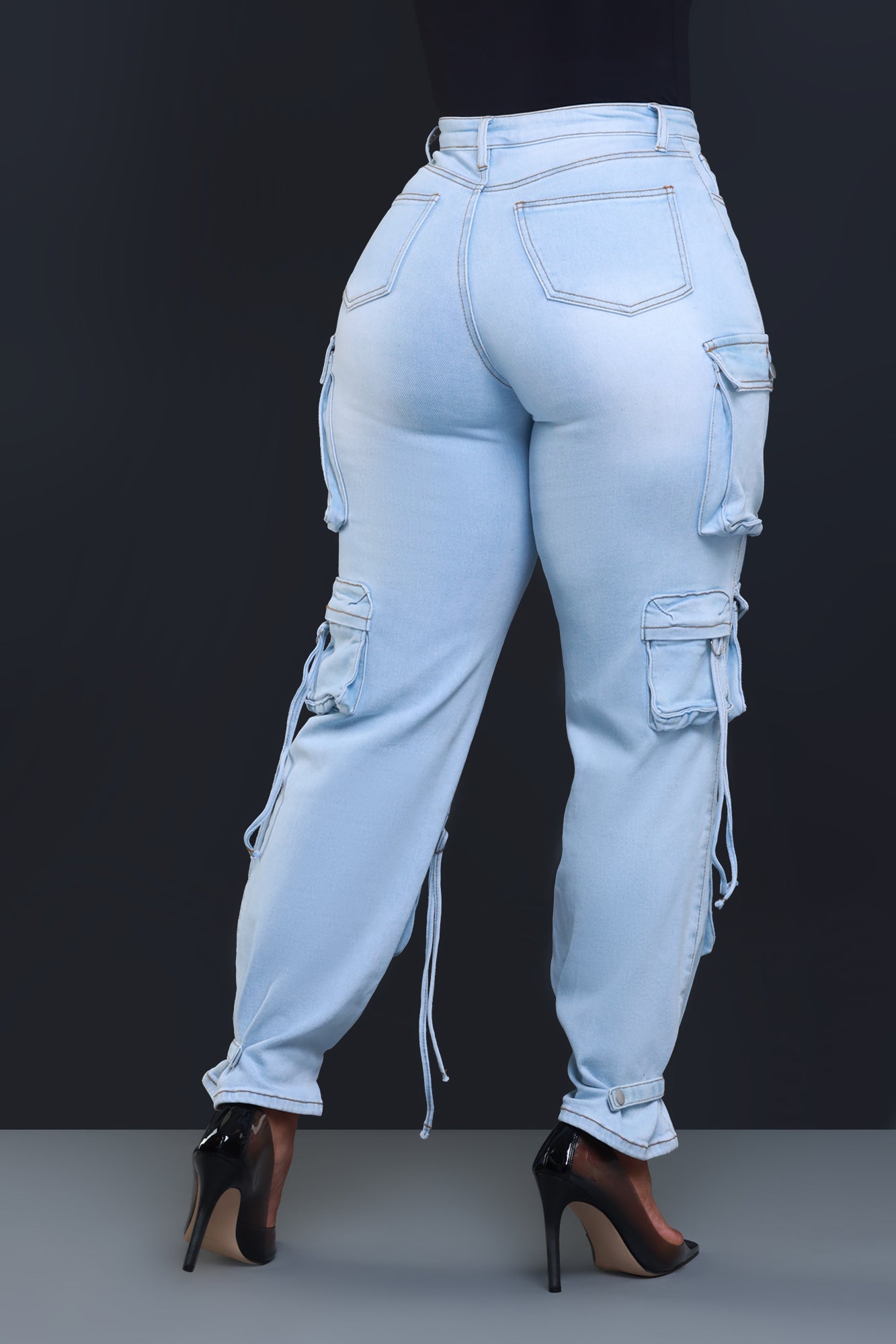 Right Back Denim Cargo Pants - Light Wash - Swank A Posh