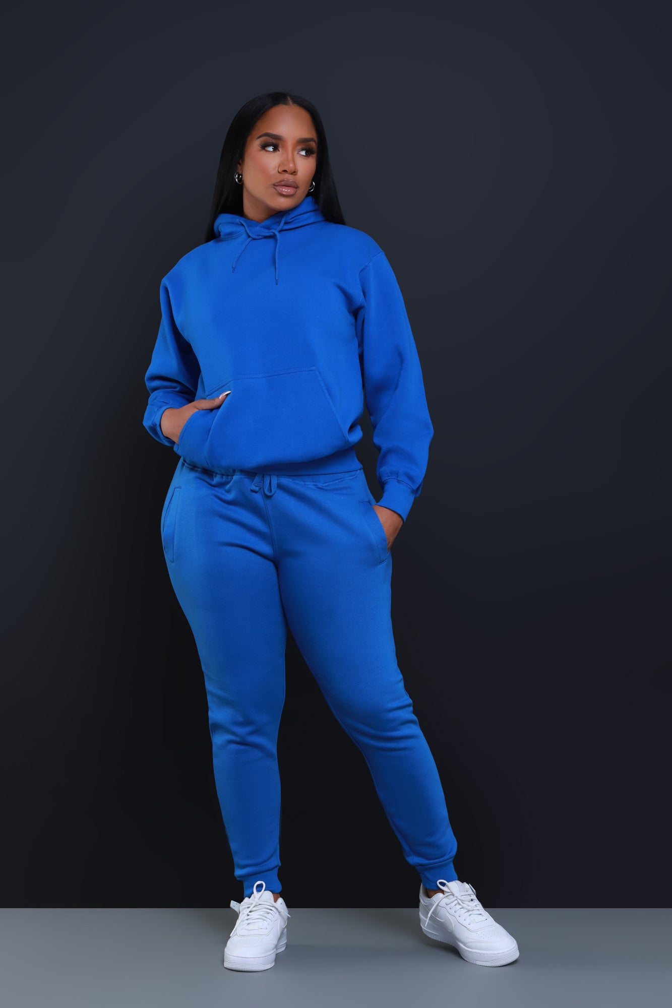 State Of Mind Hooded Jogger Set - Royal Blue - Swank A Posh