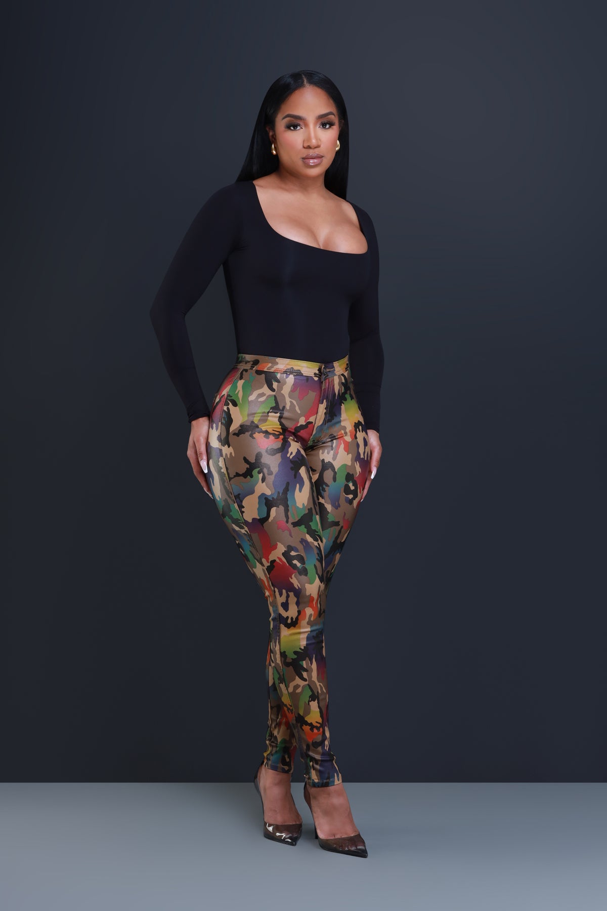
              Can&#39;t Survive Faux Leather High Rise Pants - Camo - Swank A Posh
            