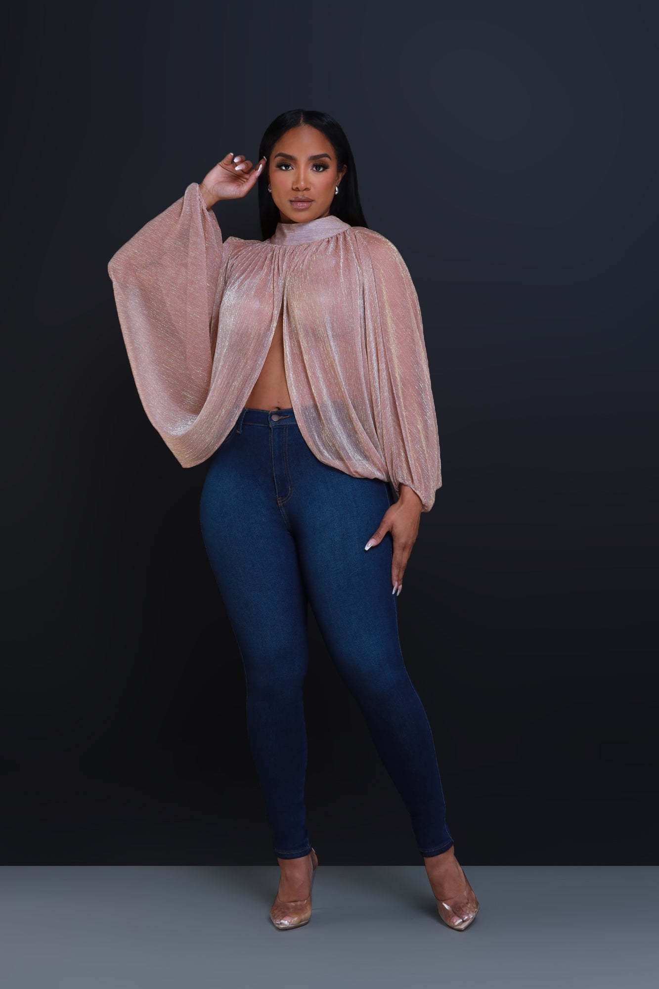 Backstage Pass Sheer Open Front Top - Pink | Swank A Posh