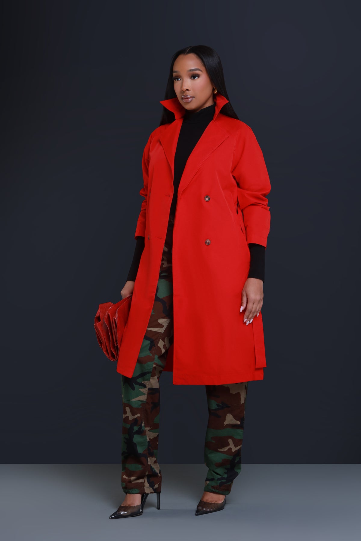 
              Save The Date Belted Trench Coat - Red - Swank A Posh
            