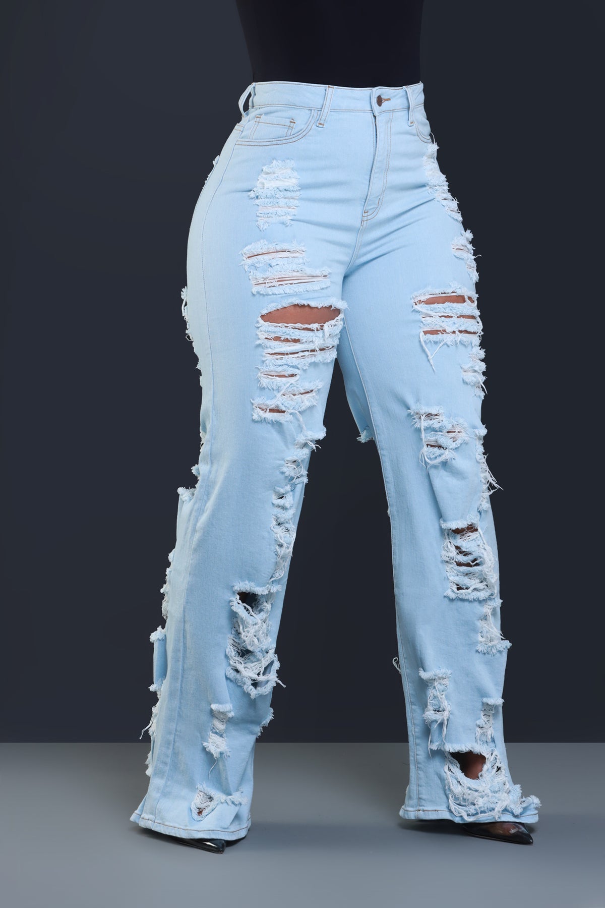 
              In Too Deep Ultra Distressed Bootcut Jeans - Light Wash - Swank A Posh
            