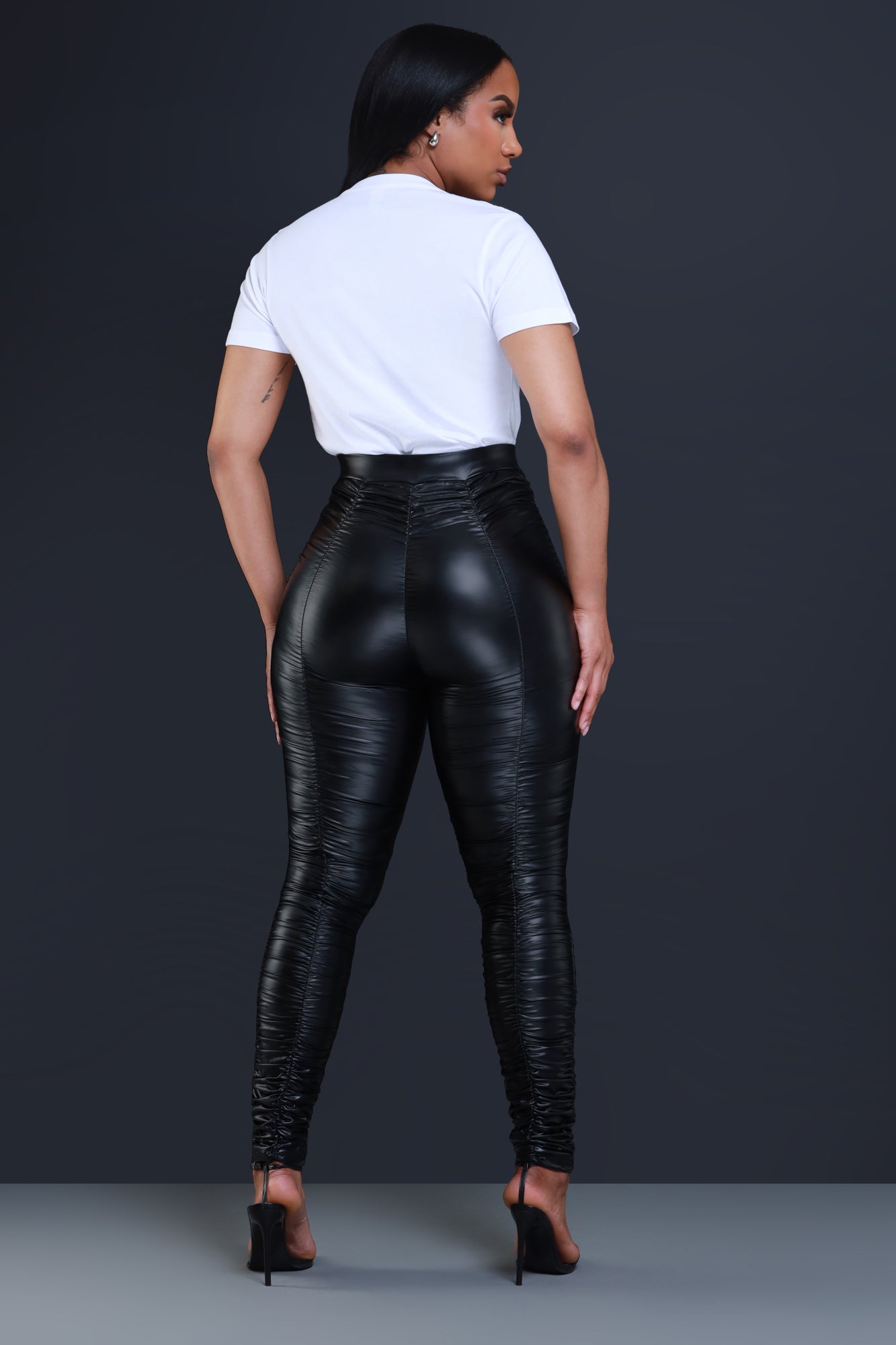 Shiny Metallic High Waist Women Stretchy Leather Leggings S/M/L/XL/XXL Plus  Size Pants | Wish