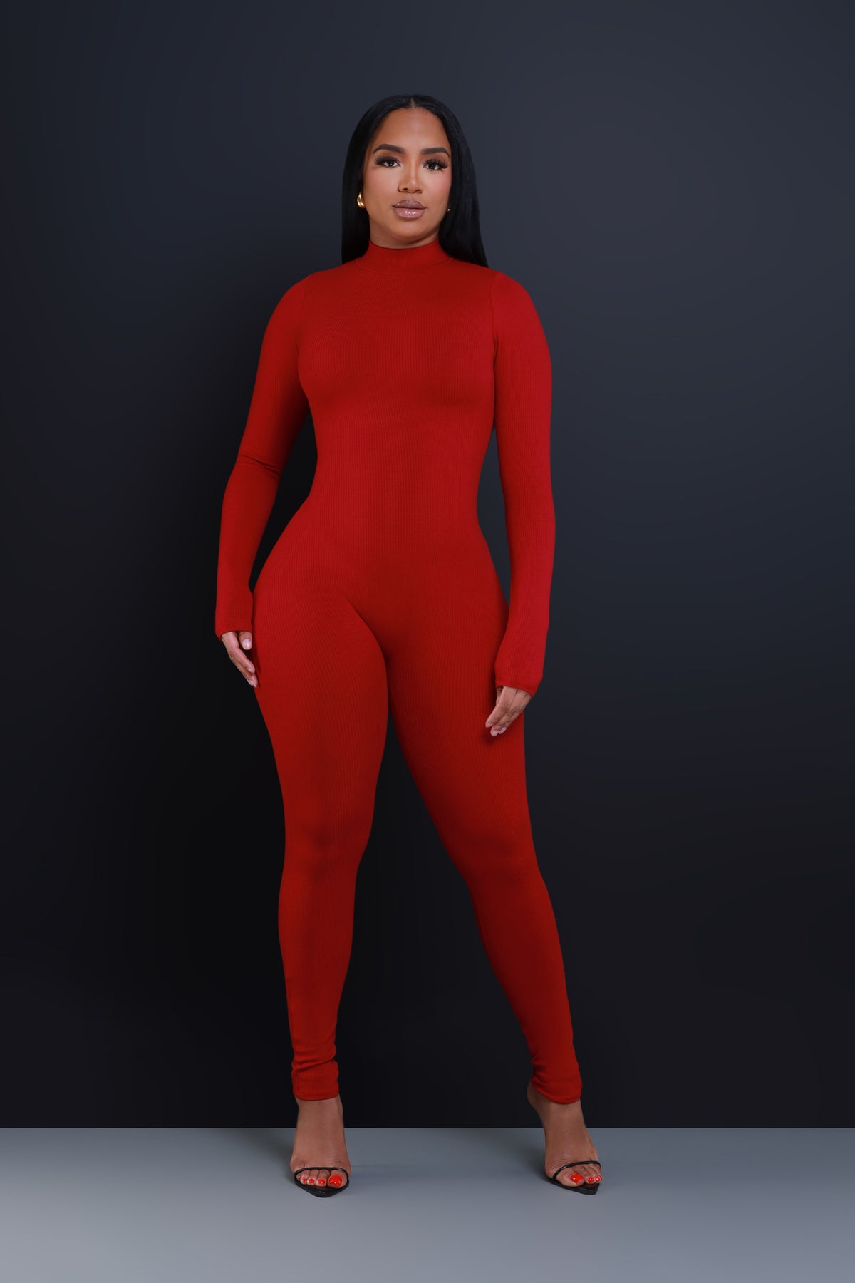 
              Tap Out Cellulite Deleter Mock Neck Jumpsuit - Ruby - Swank A Posh
            
