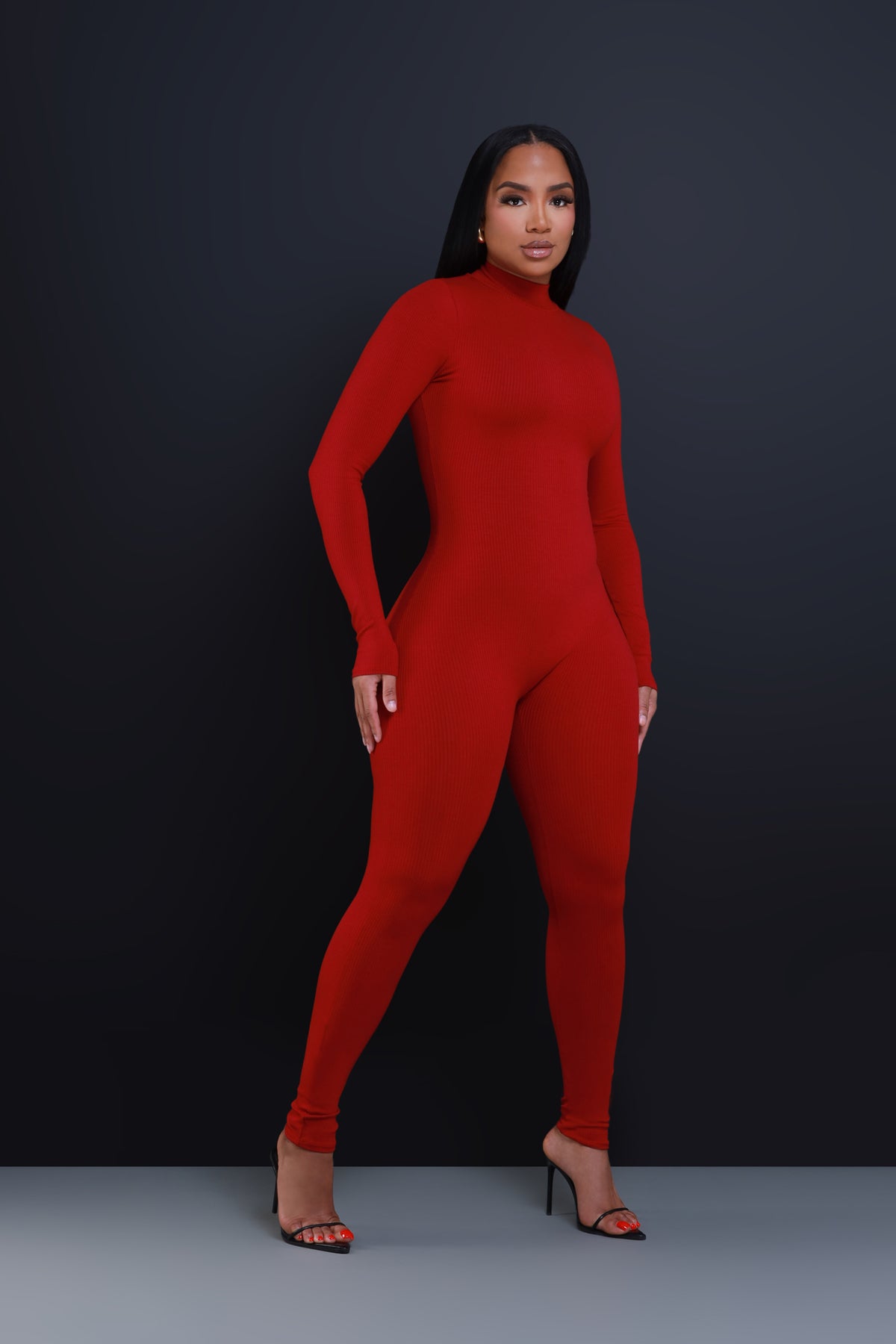 
              Tap Out Cellulite Deleter Mock Neck Jumpsuit - Ruby - Swank A Posh
            