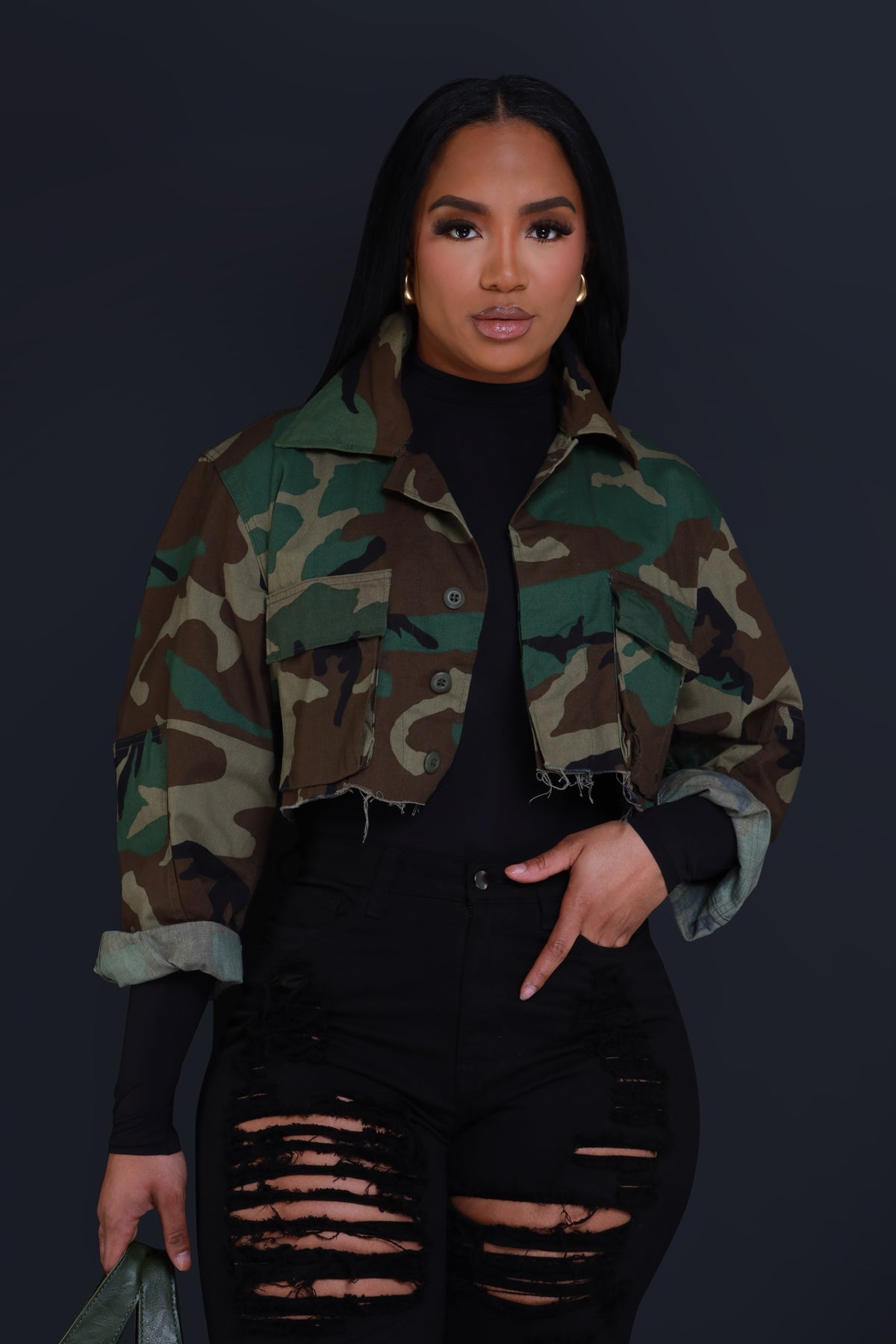 Camo Crop Jacket Casual Fashion Trending 2022 Women Clothes Y2K Streetwear  Sexy Patchwork Tops Cropped Pocket Camouflage Coats