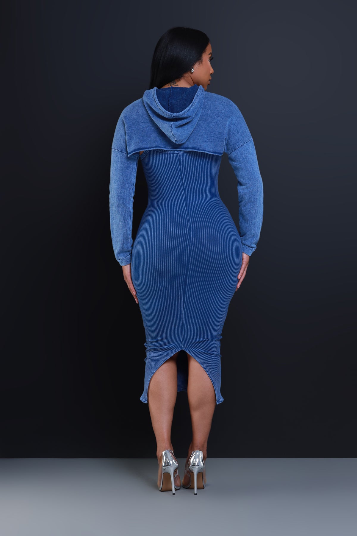 
              Pass Notes Hooded Midi Dress Set - Blue - Swank A Posh
            