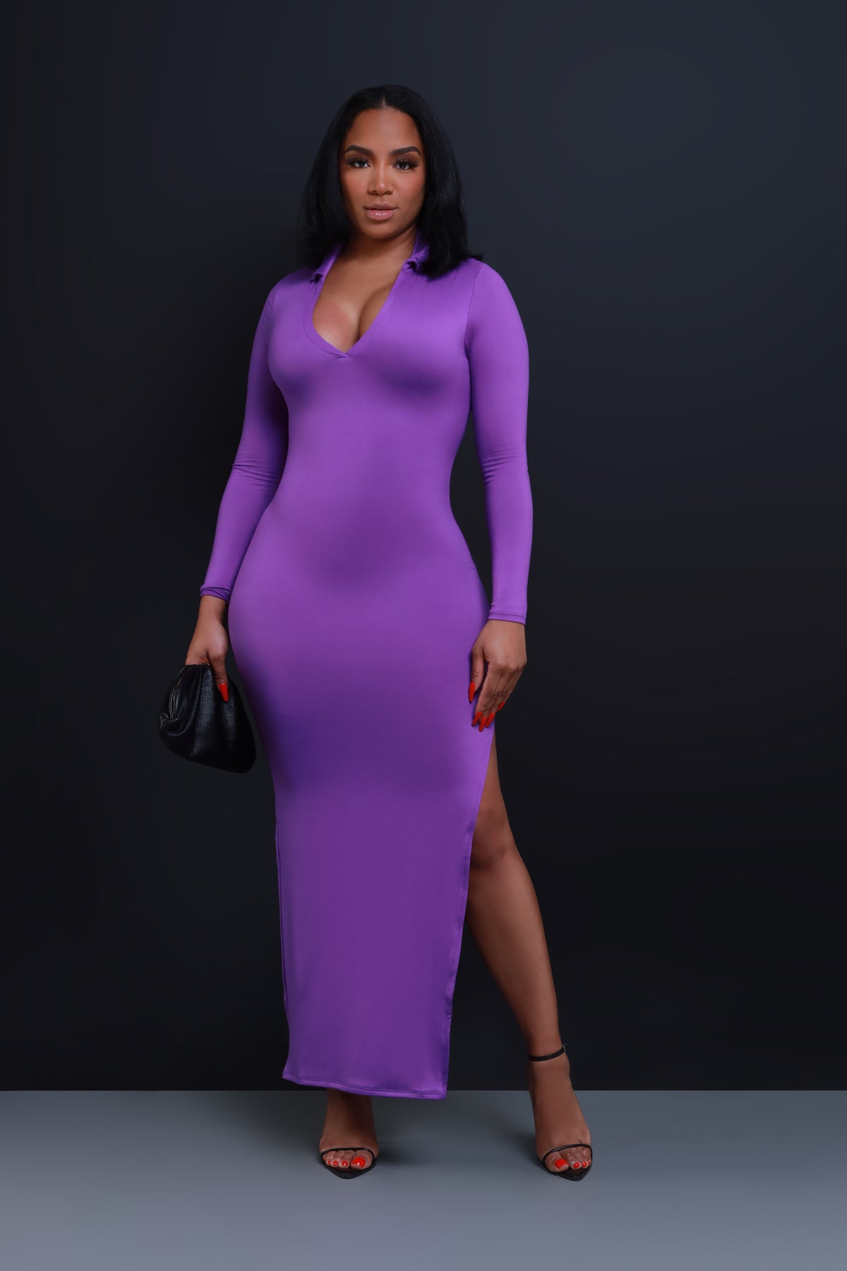 
              Case Closed Long Sleeve Maxi Dress - Purple - Swank A Posh
            