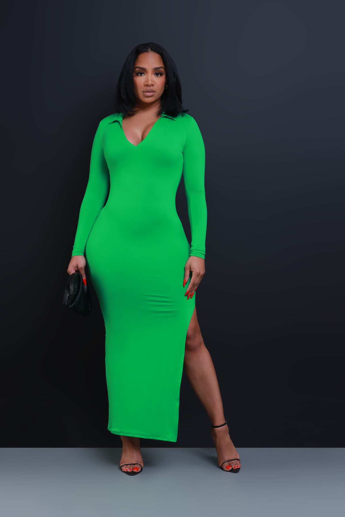 
              Case Closed Long Sleeve Maxi Dress - Green - Swank A Posh
            
