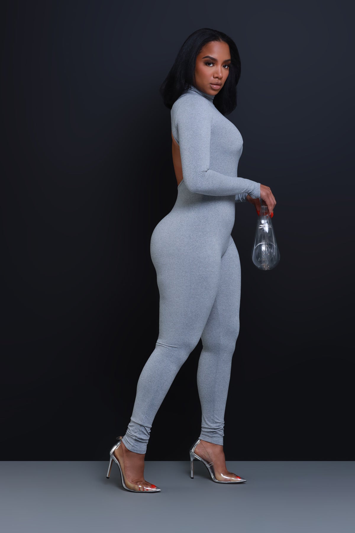 
              After Hours Open Back Jumpsuit - Heather Grey - Swank A Posh
            