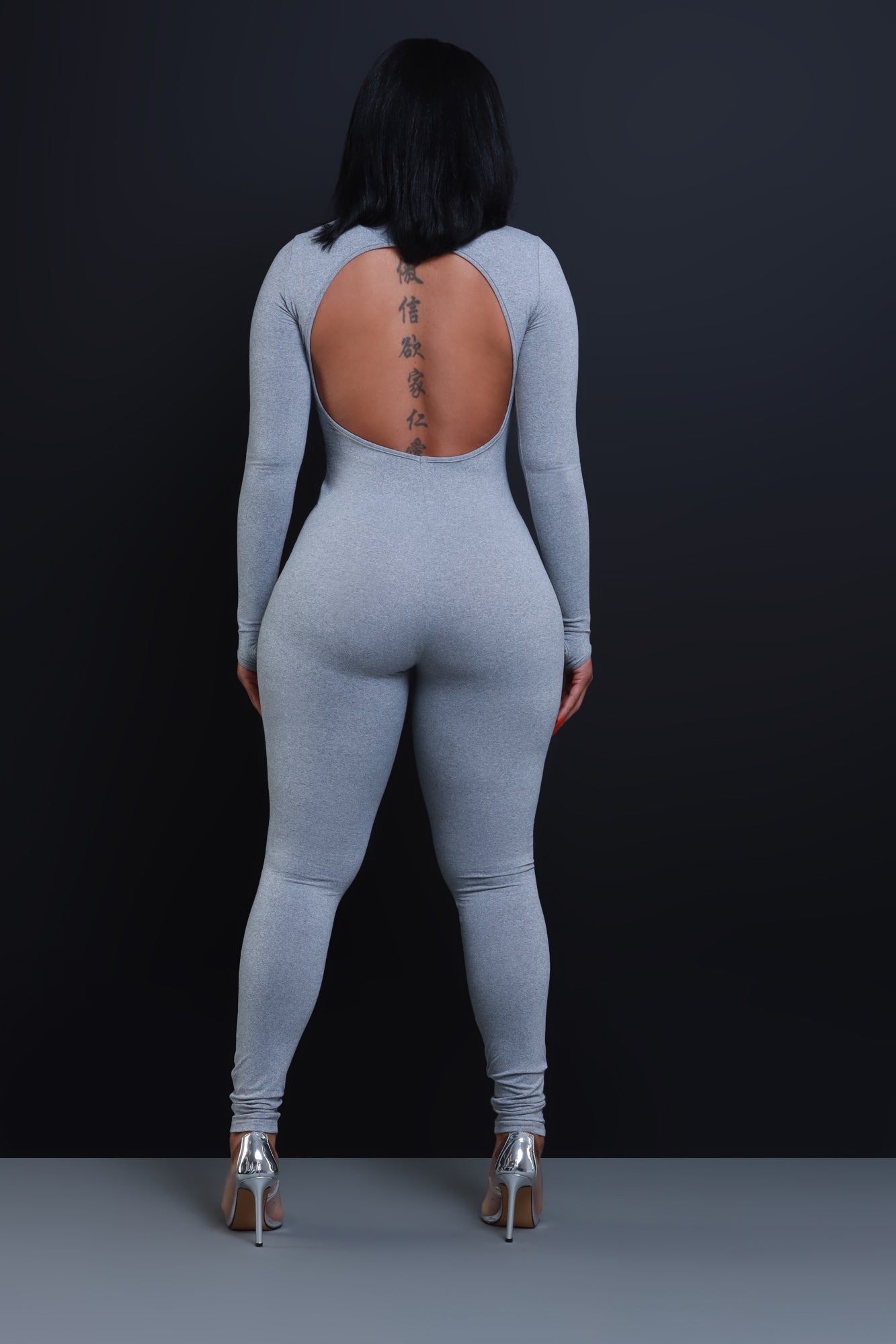 After Hours Open Back Jumpsuit - Heather Grey