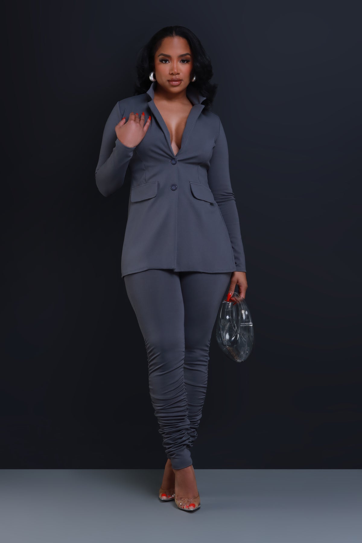 
              Now Or Never Ruched Leggings - Charcoal - Swank A Posh
            
