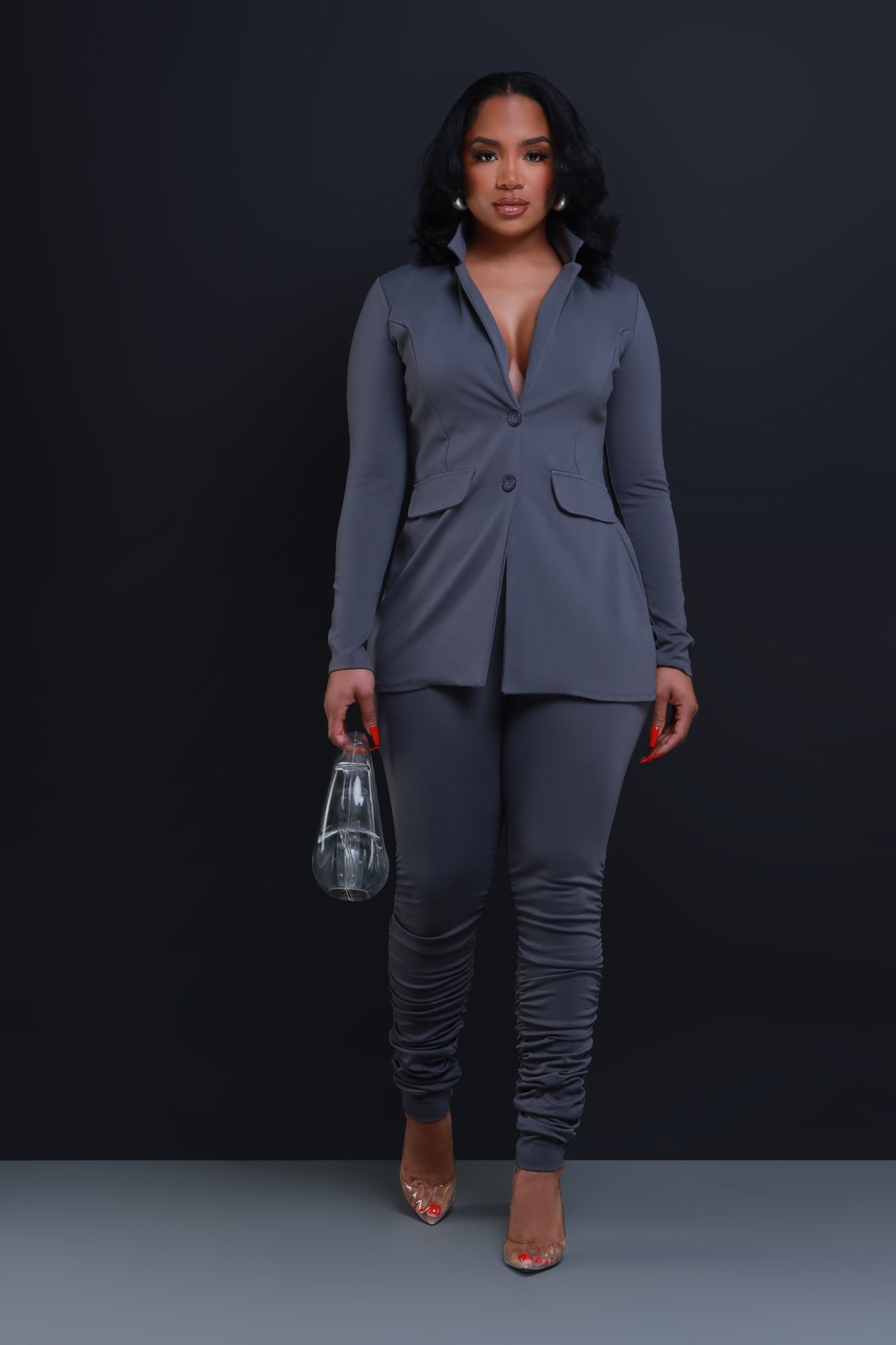 Now Or Never Ruched Leggings - Charcoal - Swank A Posh