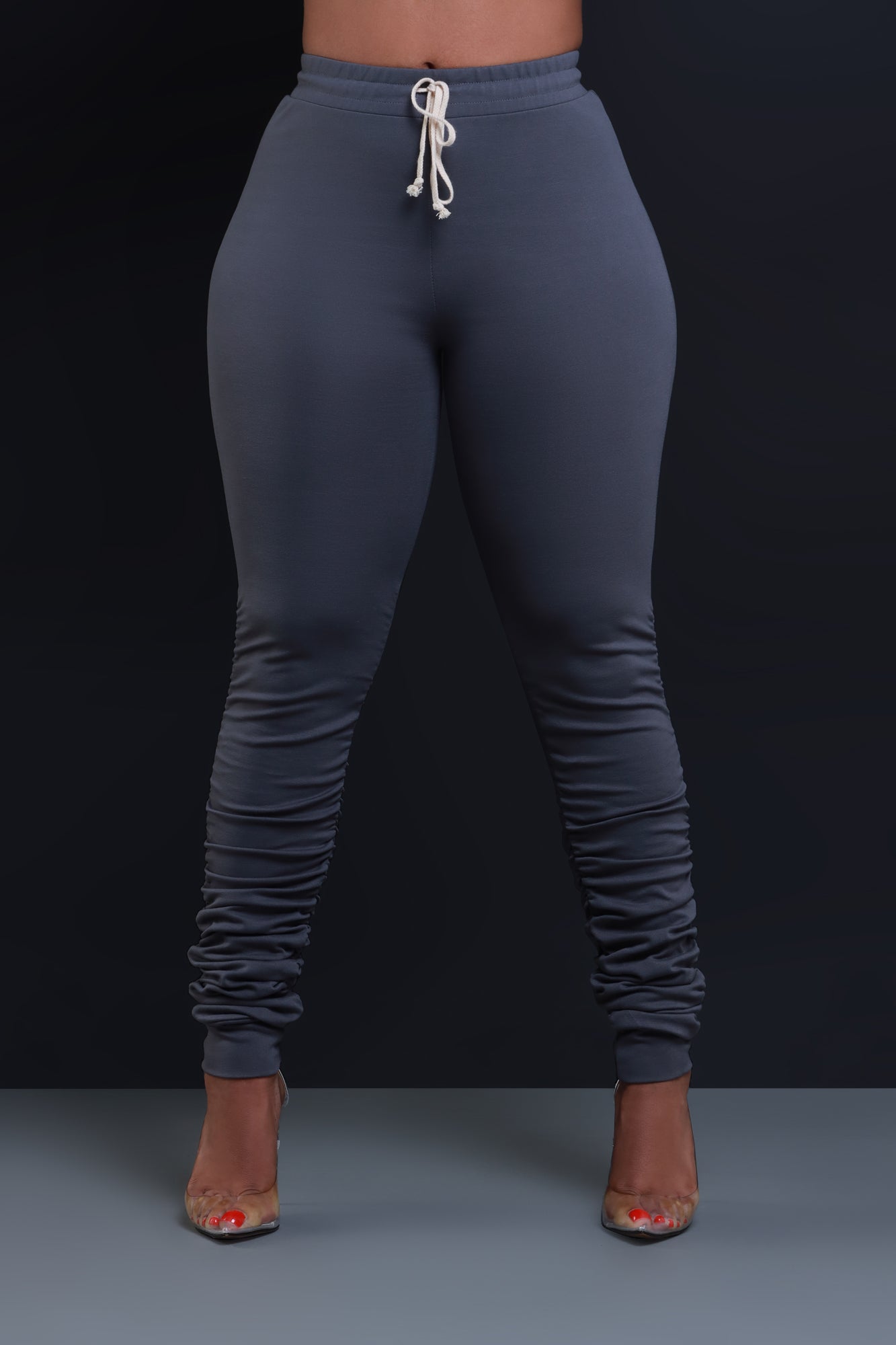 Now Or Never Ruched Leggings - Charcoal - Swank A Posh