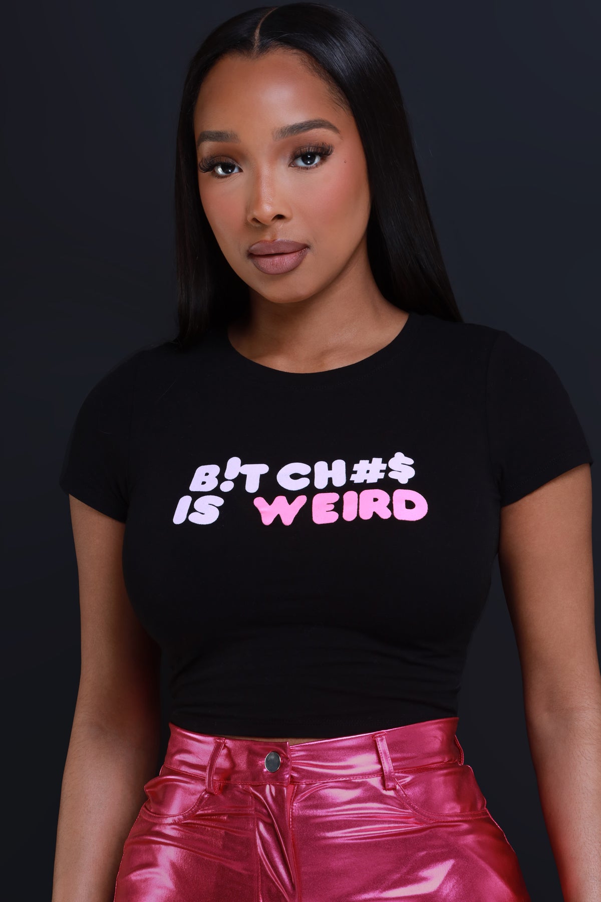 
              Be Weird Cropped Graphic T-Shirt - Black - Swank A Posh
            