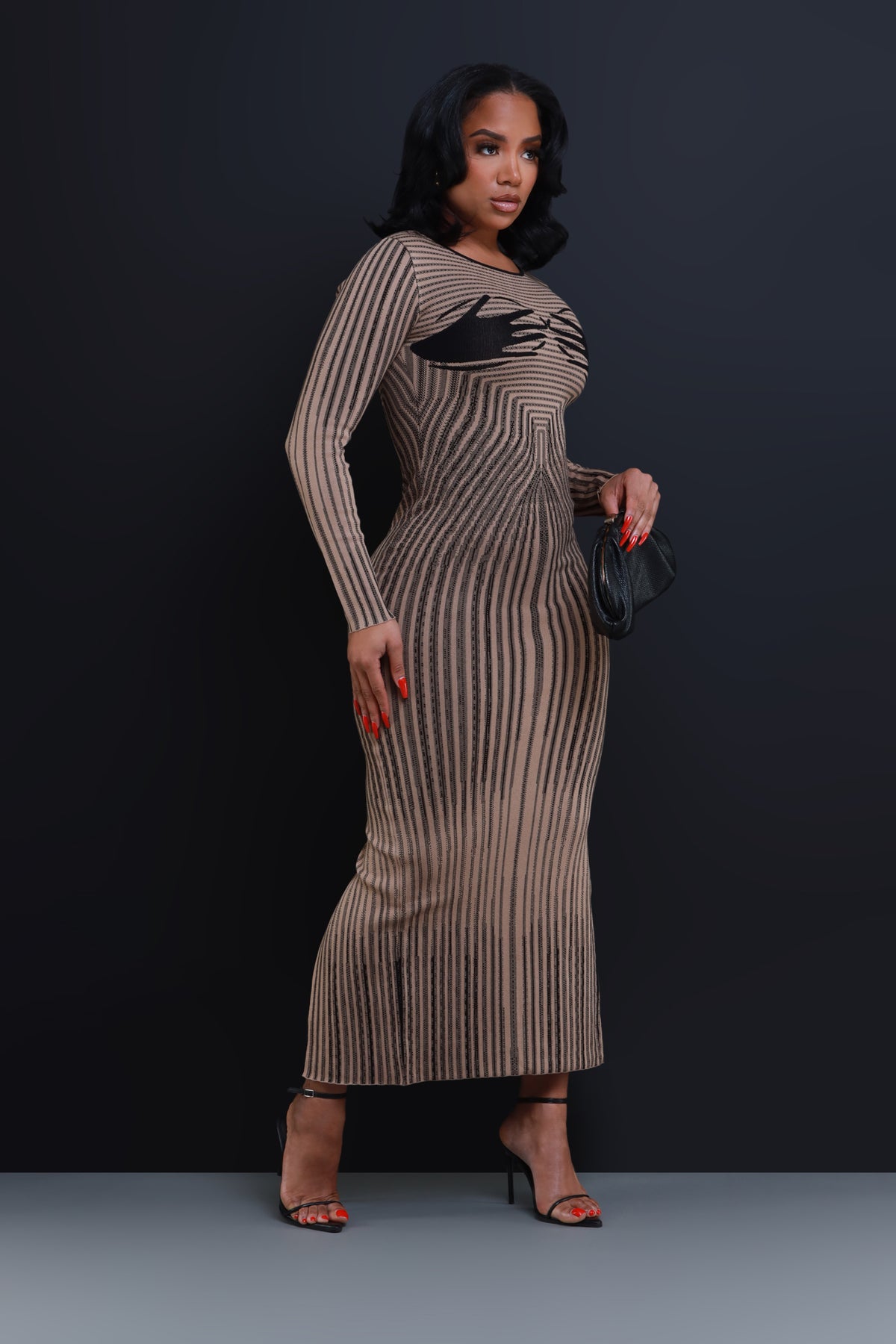 
              Outline Knit Maxi Dress - Mocha/Black - Swank A Posh
            