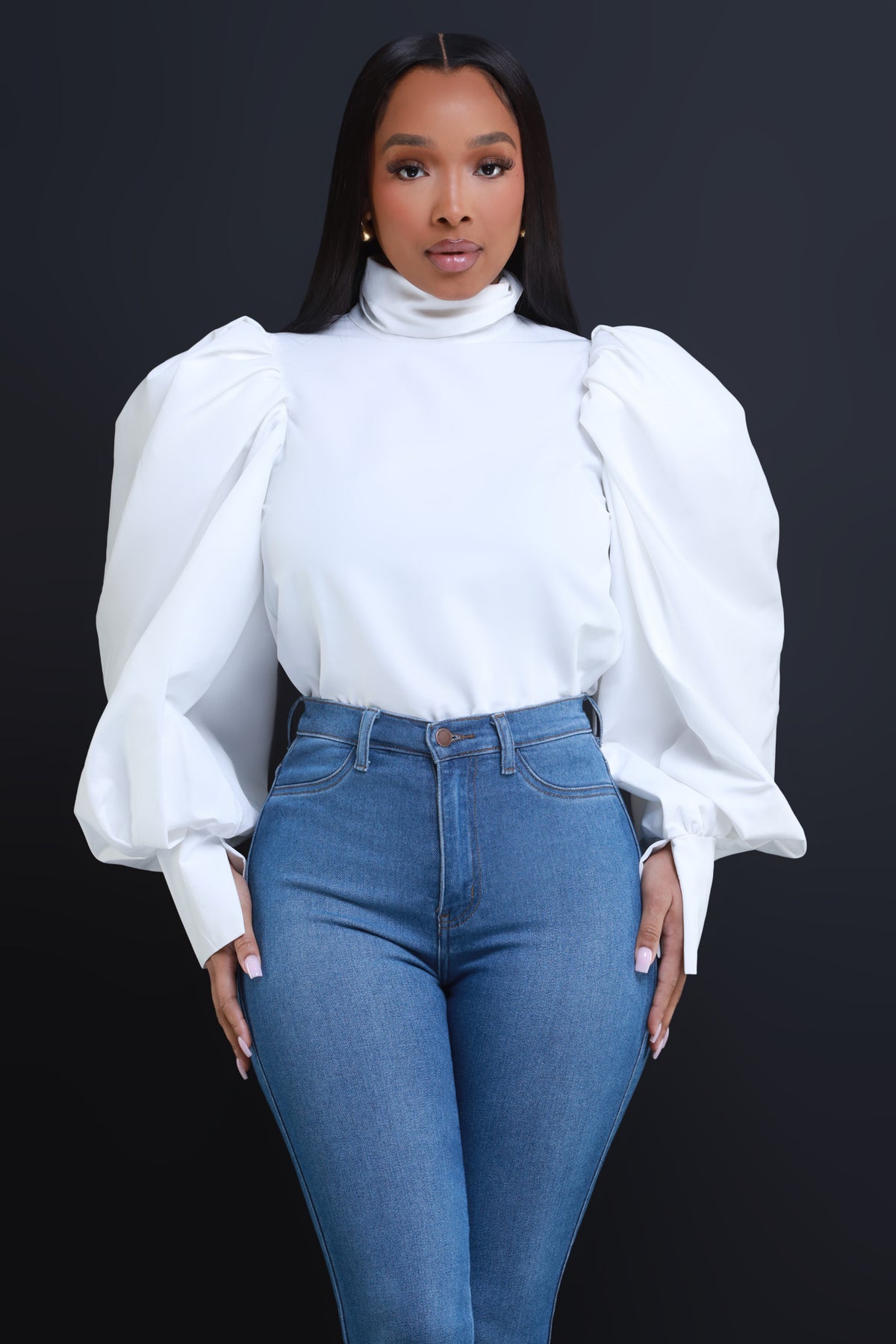
              Jury&#39;s Out Power Shoulder Top - Ivory - Swank A Posh
            
