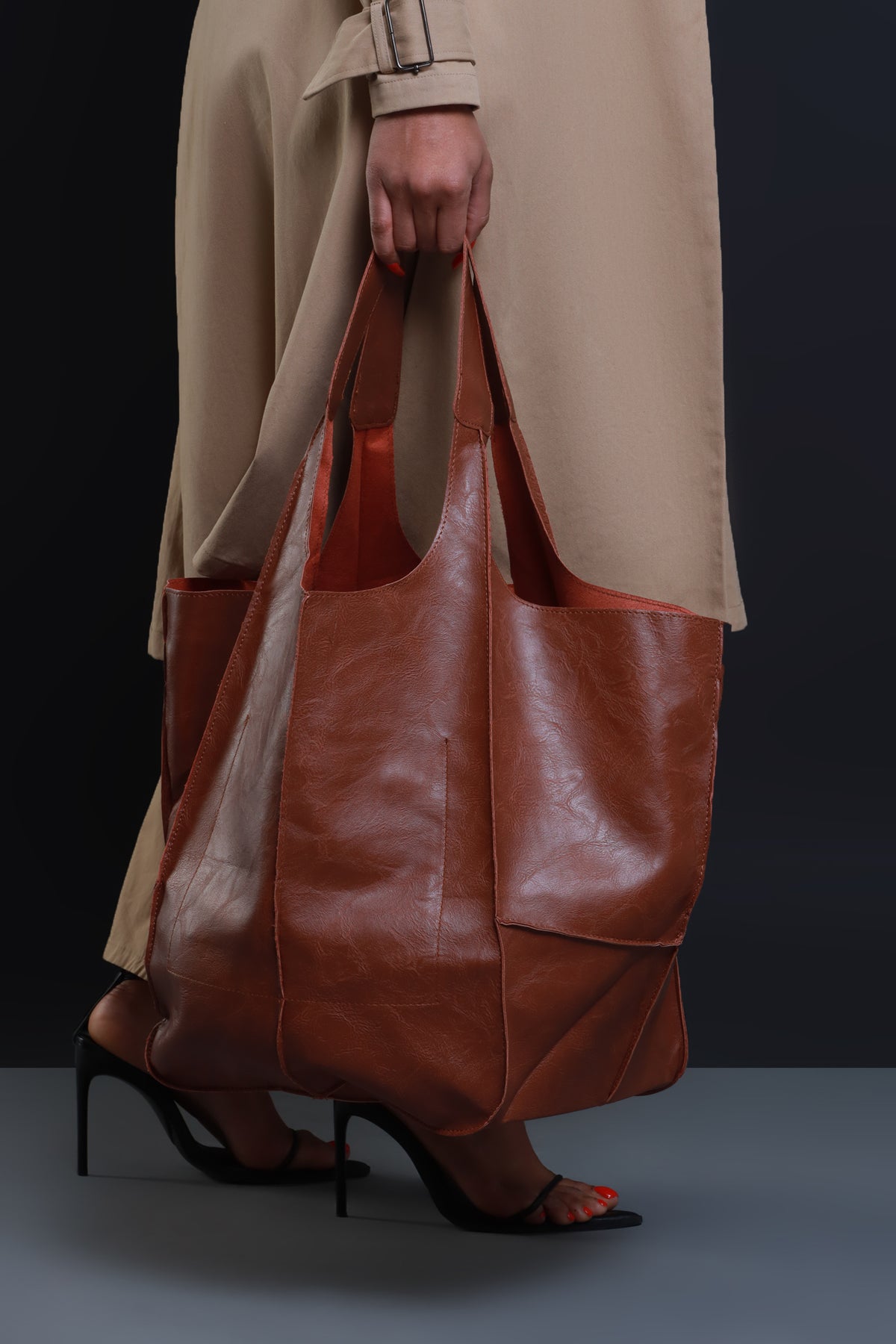 
              Plenty Of Time Faux Leather Tote Bag - Brown - Swank A Posh
            